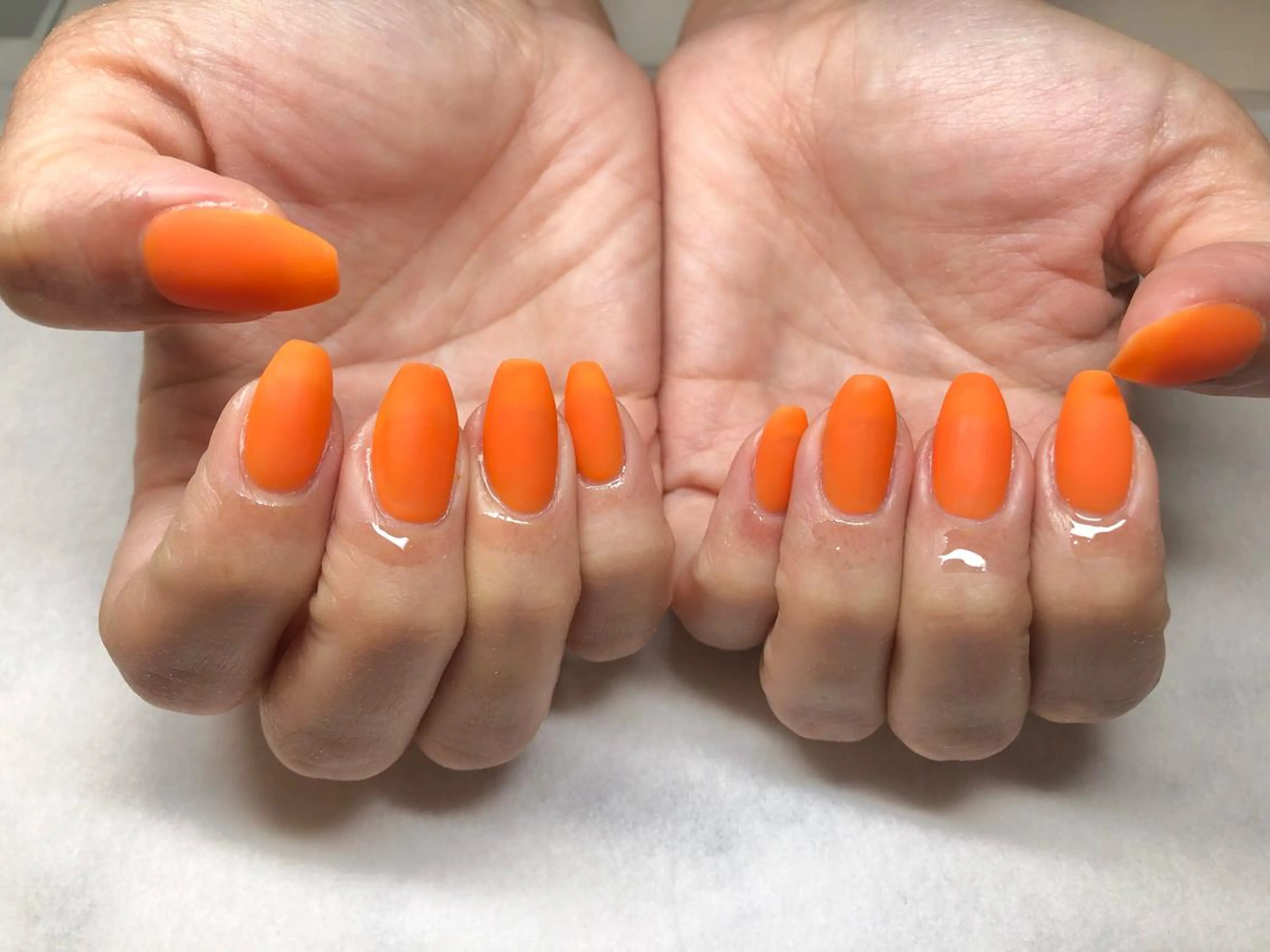 ネイル マットネイル オレンジ いちじゅう あおいのネイルデザイン