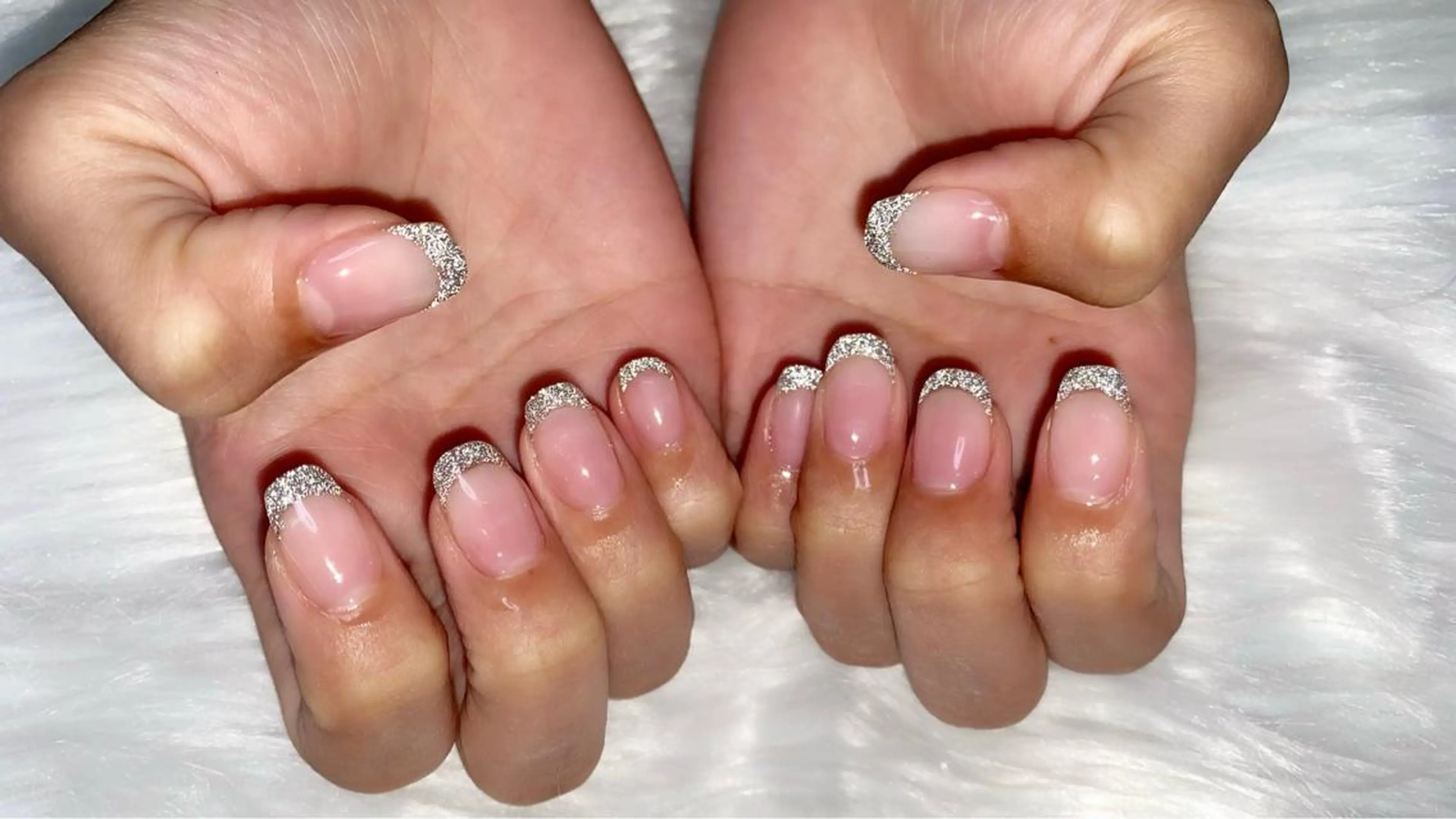 ネイル フラッシュネイル フレンチネイル ラメ(グリッター) Era nailのネイルデザイン