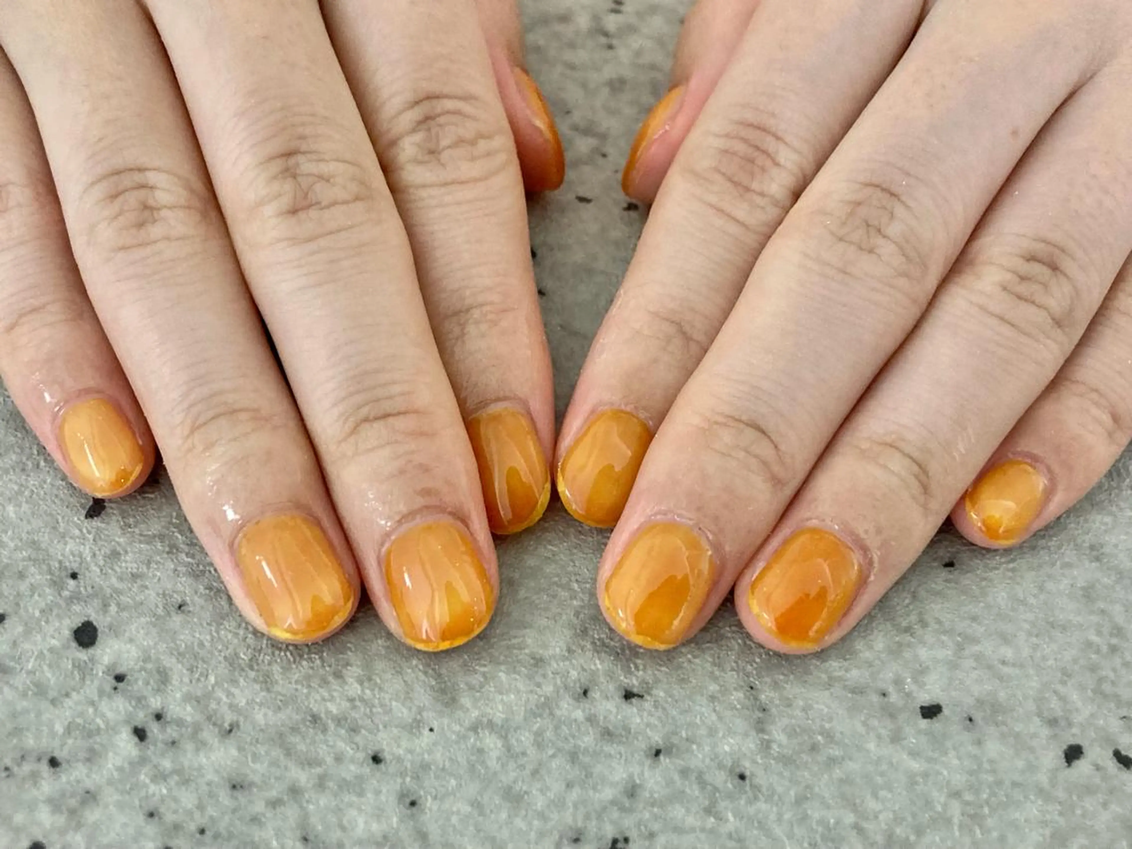 ネイル オレンジ ハンドネイル Mogu nail 二子玉川のネイルデザイン