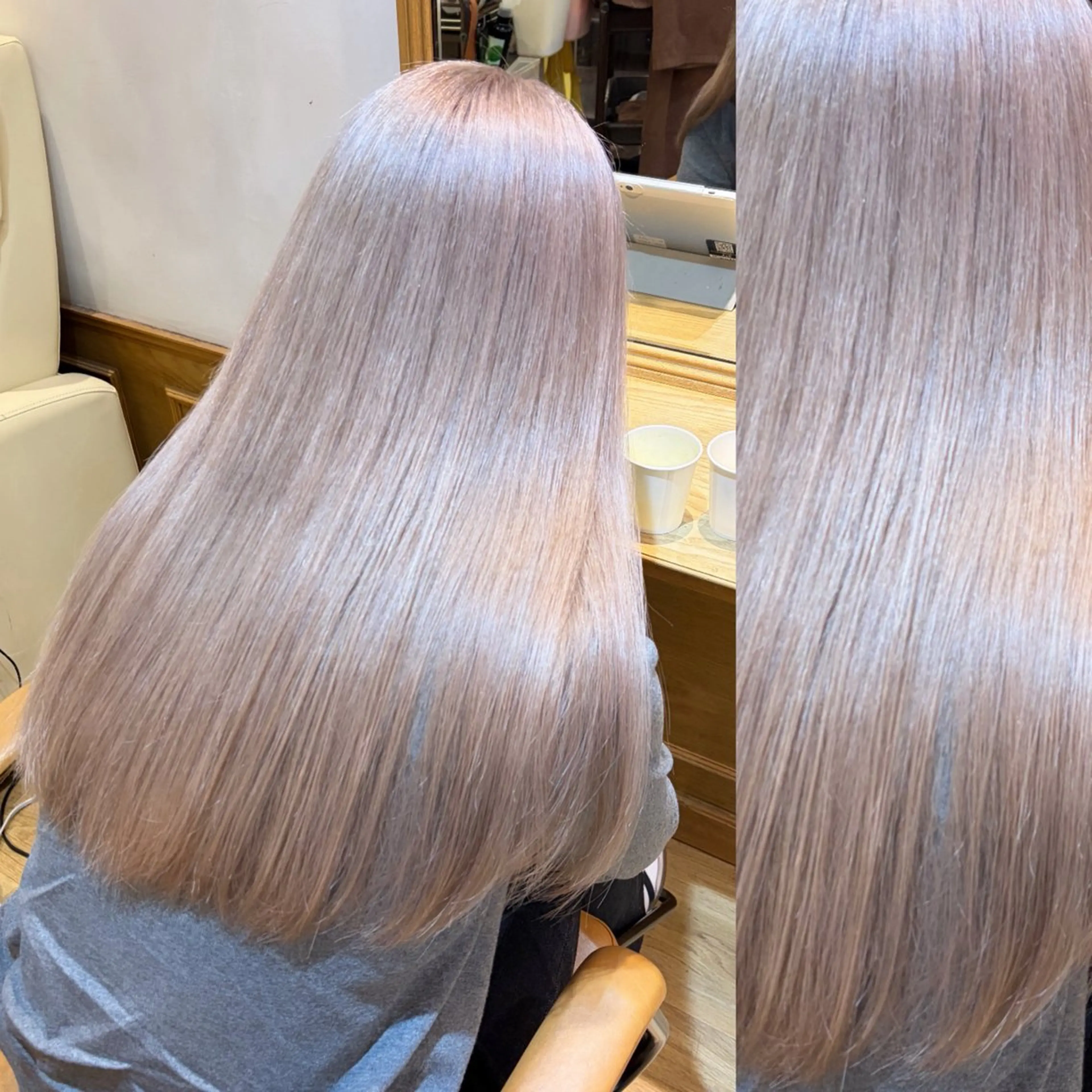 ロング カラー ベージュカラー ブリーチ ケアブリーチ 透明感カラー ダブルカラー ヘアカラー トリートメント 👑髪質改善wカラー /ハイトーン/アユカのヘアスタイル