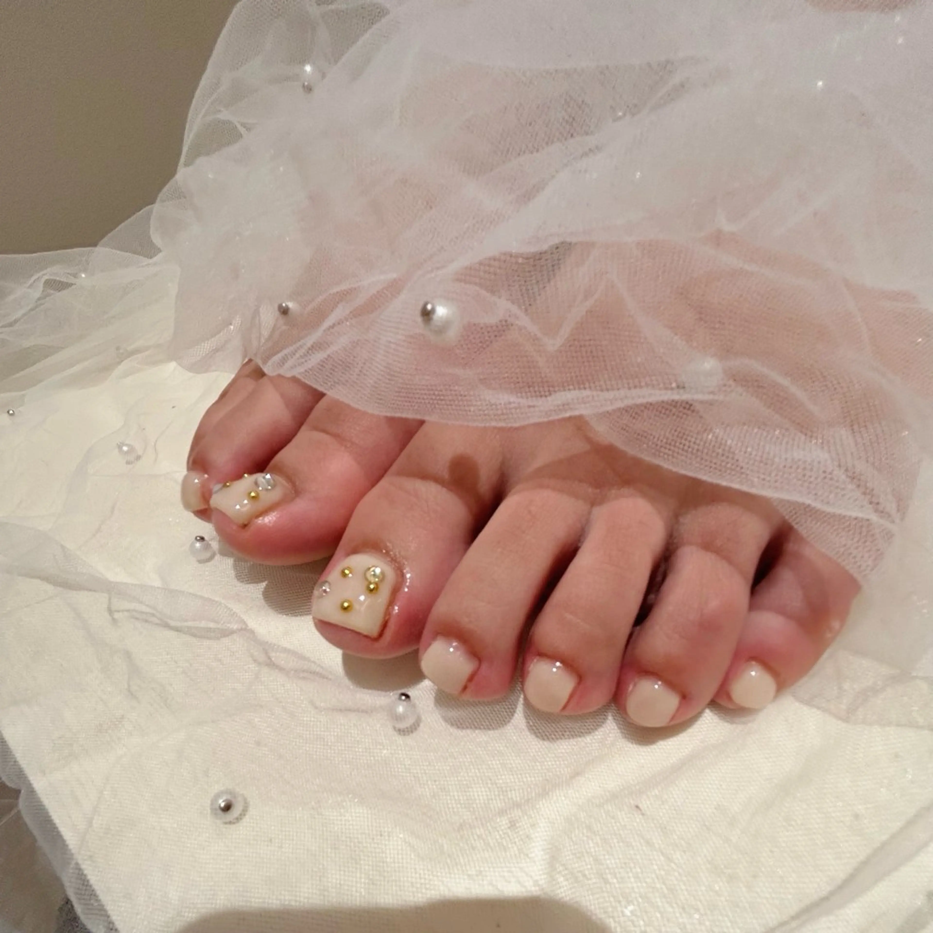 小ストーン/小パール10個まで無料【オフあり/なし】オフ無料🩰【フットネイル】/ワンカラーorラメの写真