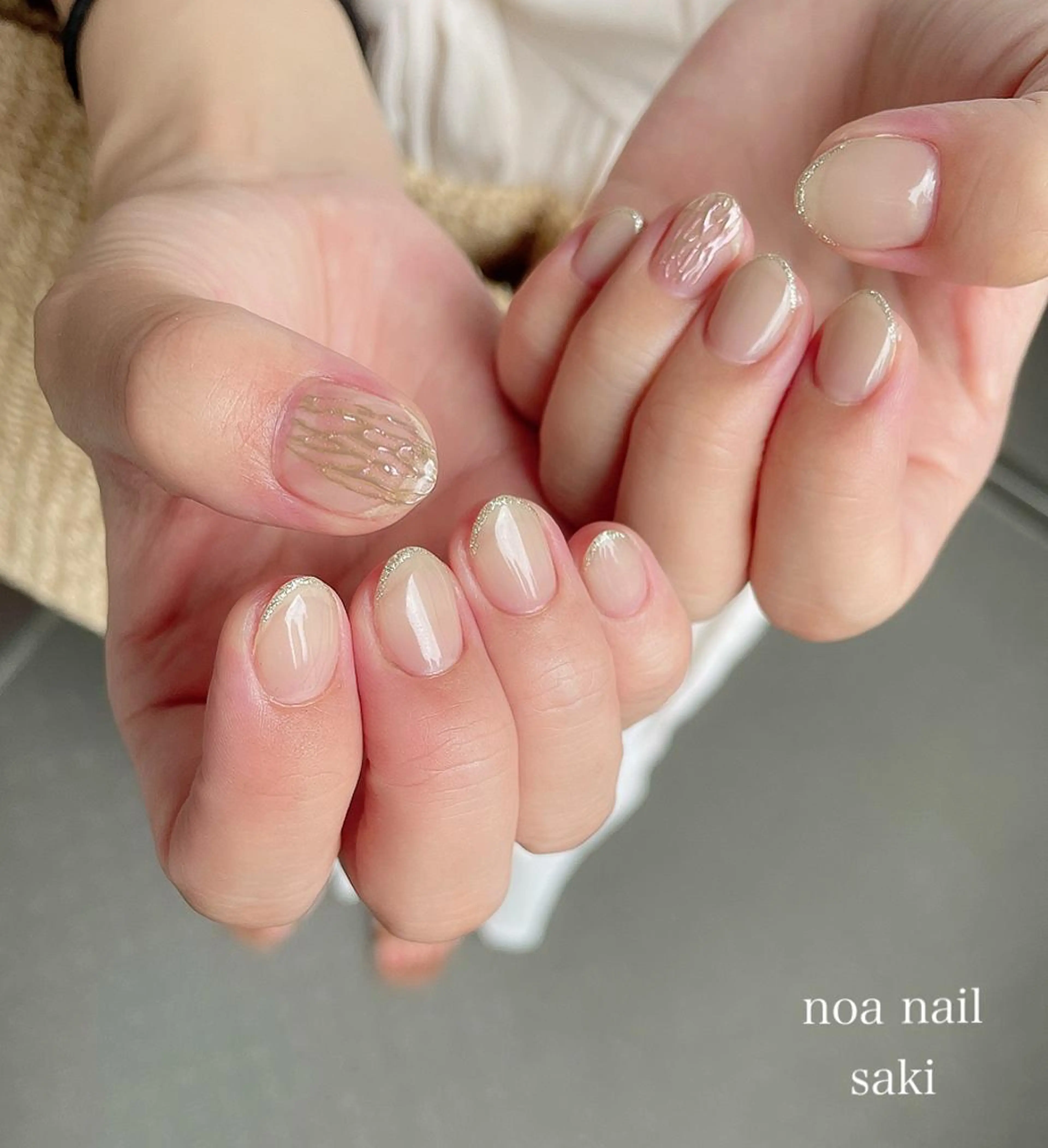 ネイル アートネイル オーロラネイル ジェルネイル 氷ネイル・うるうるネイル ミラーネイル nailsalon noa所属・nailist sakiのネイルデザイン