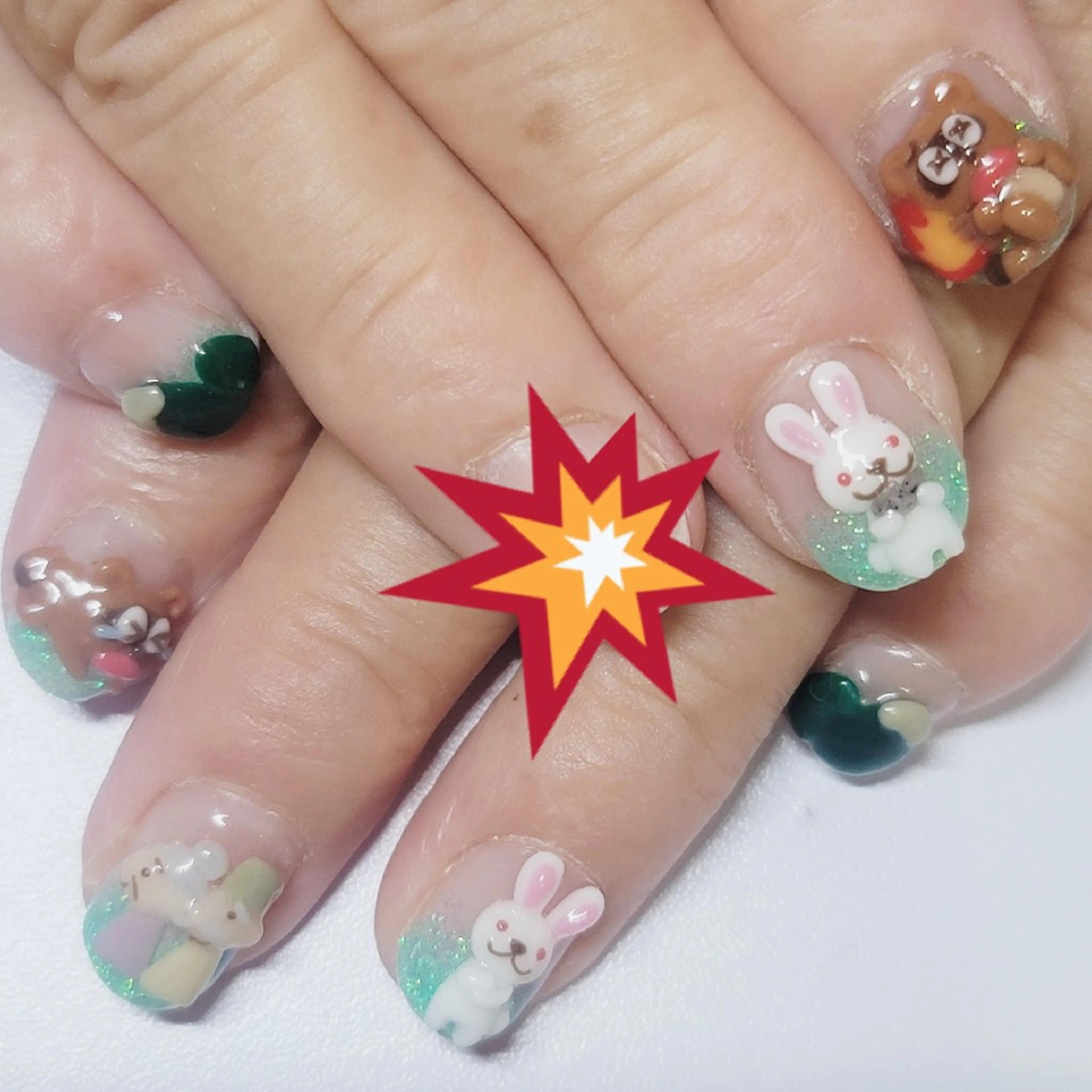 ネイル アートネイル グラデーション グリーン パステルネイル ハンドネイル よしだ ひろきのネイルデザイン