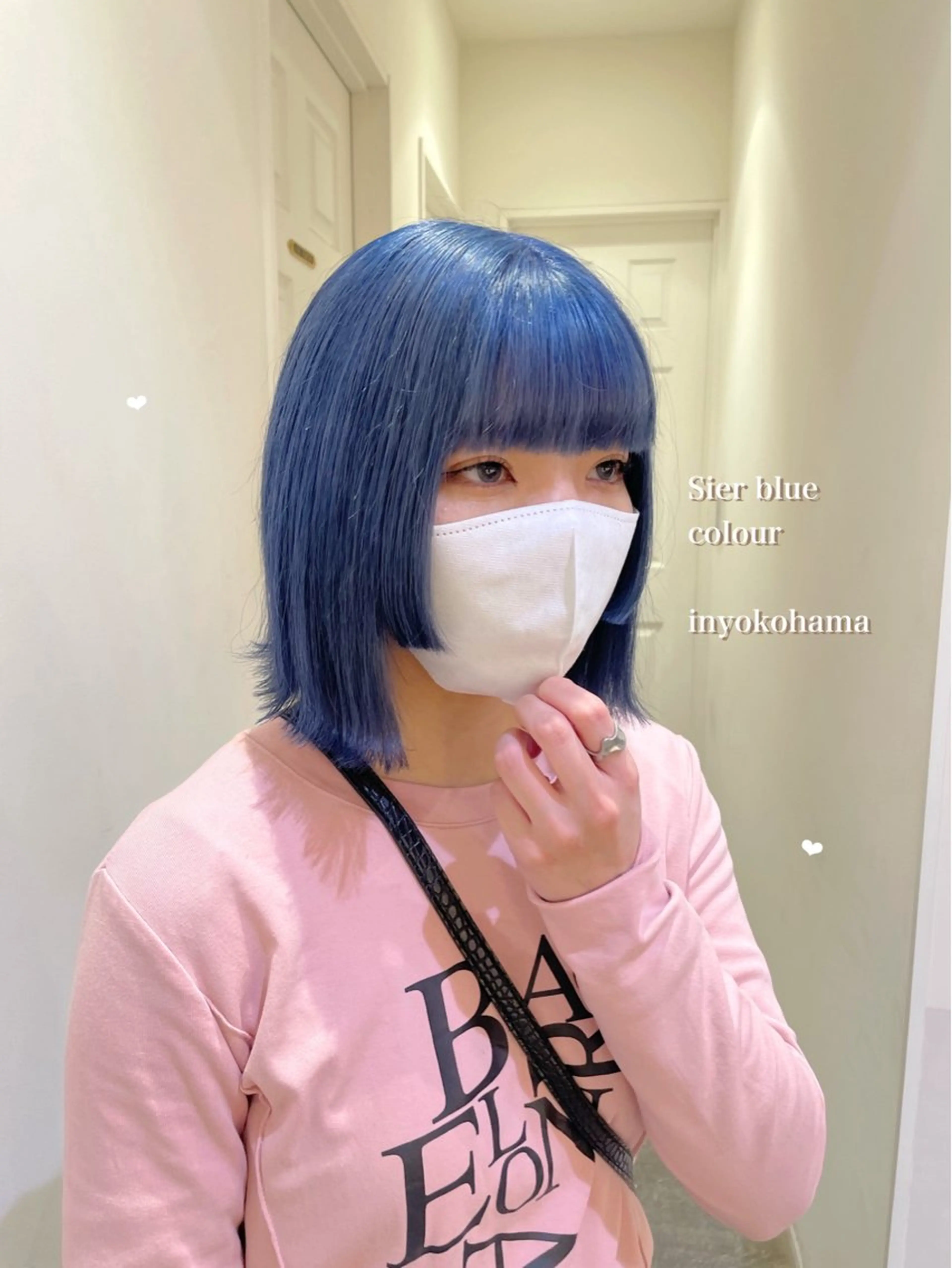 ミディアム カラー ブルーカラー 透明感カラー ハイトーンカラー ボブ 姫カット ヘアカラー エクステ/ハイトーン 🐏☁️miminaのヘアスタイル