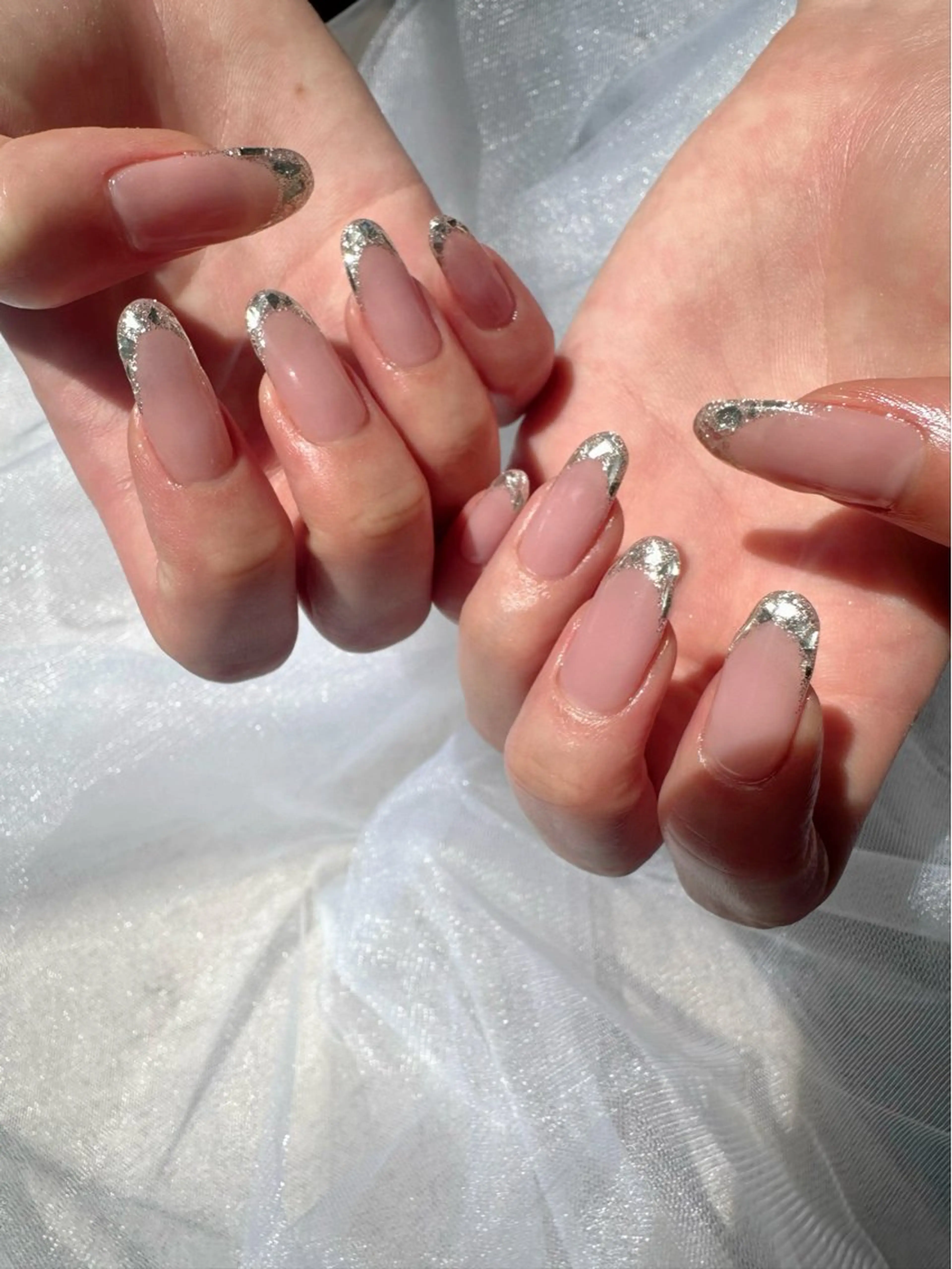 ネイル クリアネイル フレンチネイル ガラスフレンチ 氷ネイル・うるうるネイル キラキラネイル 🪞KAPE NAIL 🪞のネイルデザイン