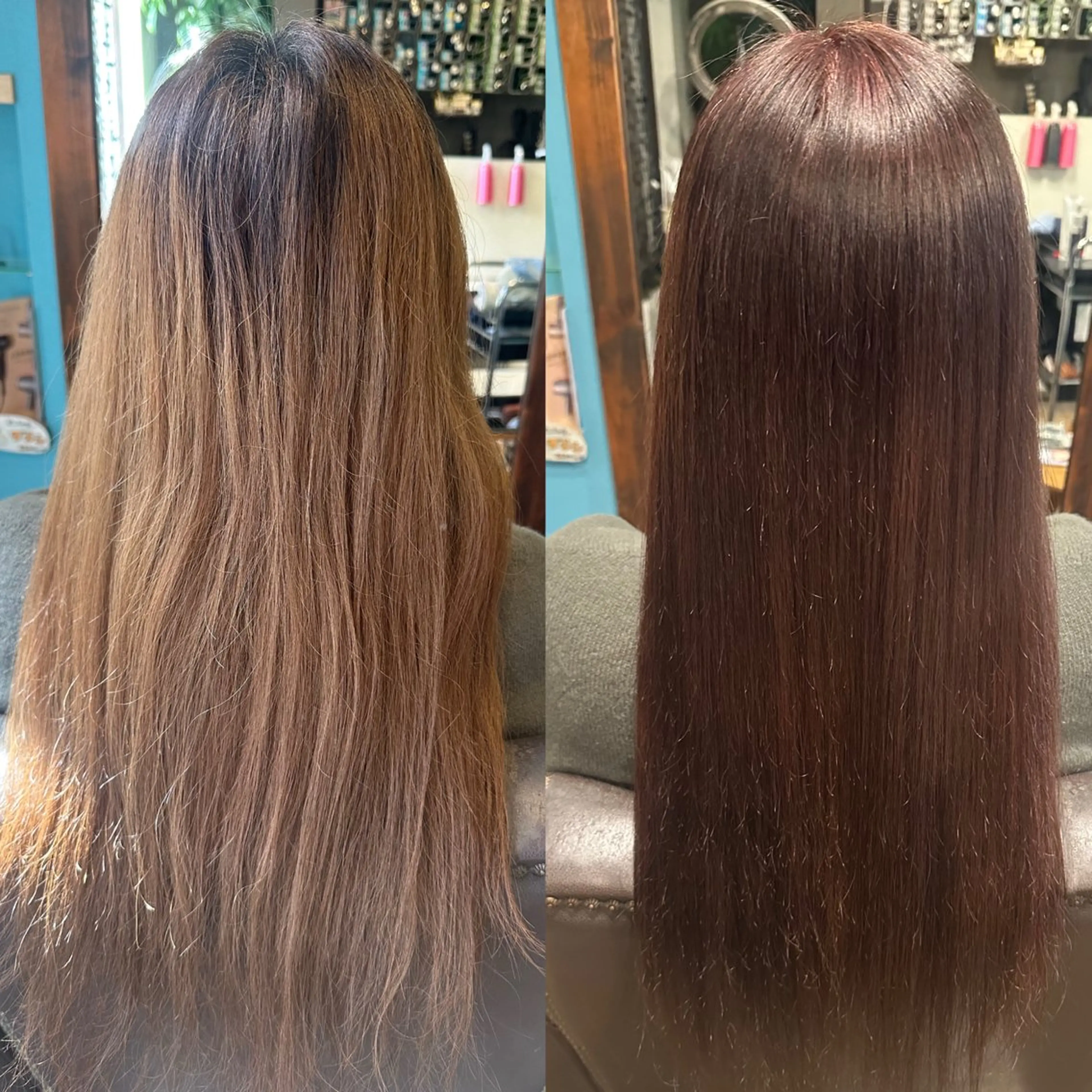 ロング カラー ブリーチ 縮毛矯正 安達 望のヘアスタイル