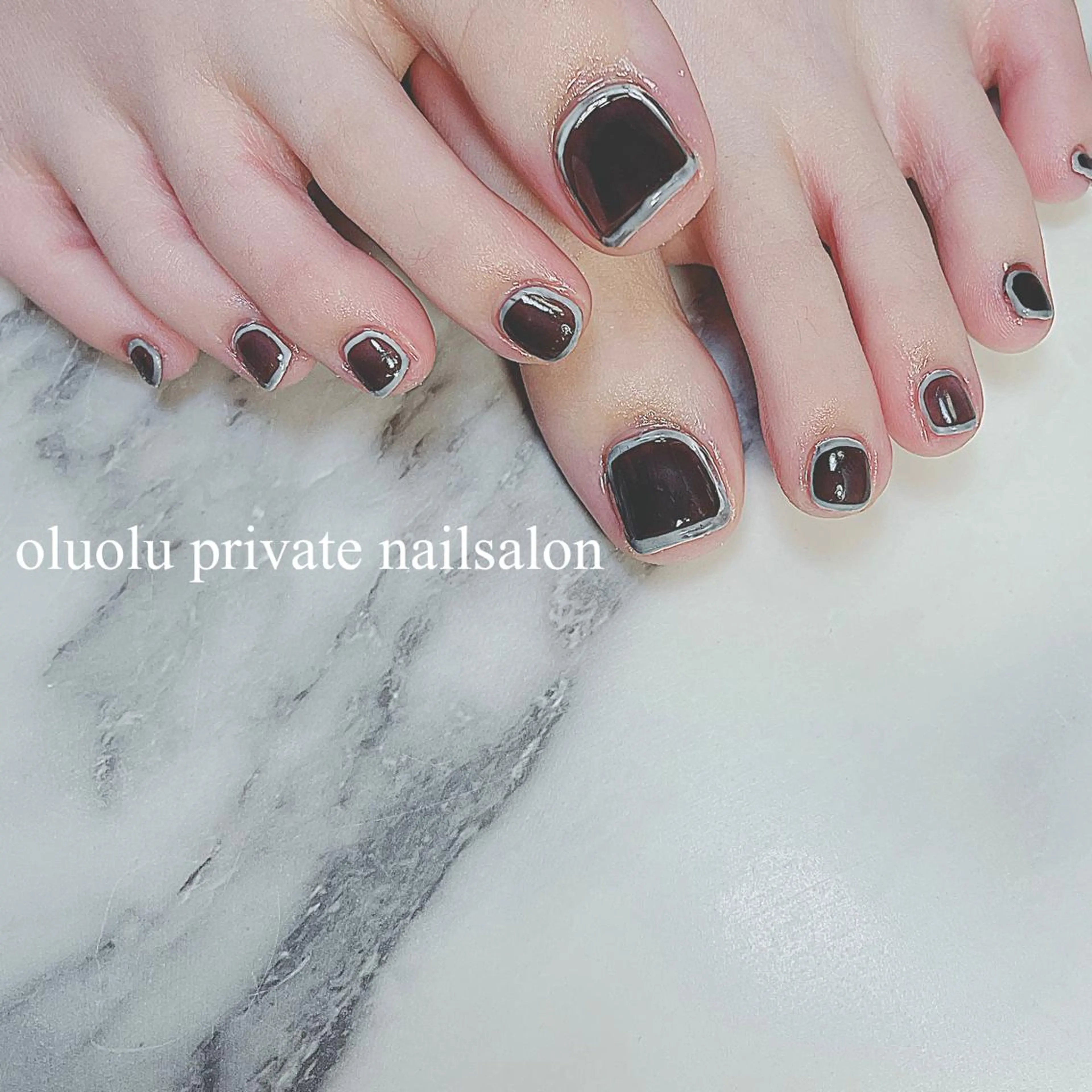 ネイル アートネイル ブラウン フットネイル ジェルネイル ニュアンスネイル フットネイル 大村 紬華のネイルデザイン