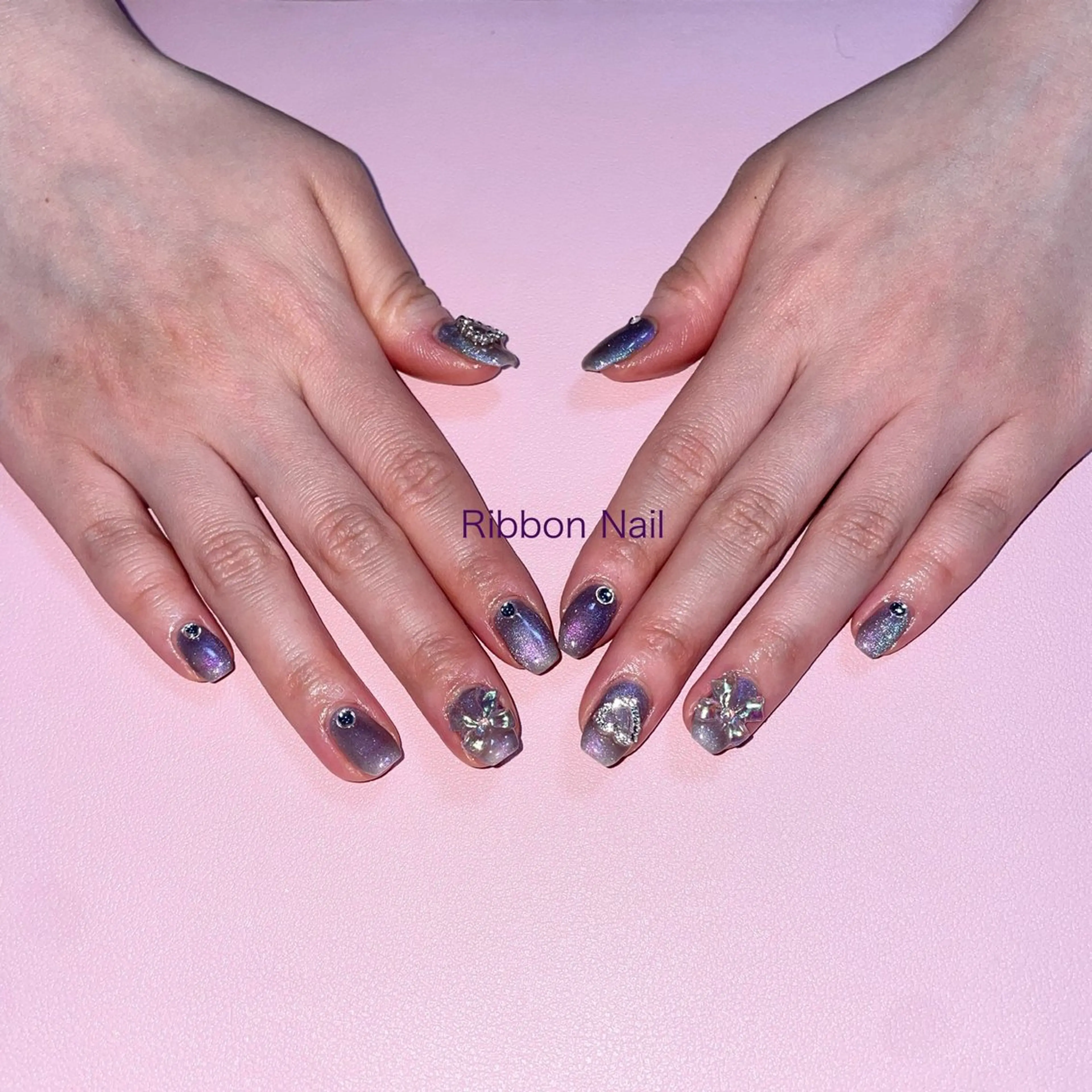 ネイル マグネットネイル パープル Nail Ambra 天王寺店所属・Nail Ambra fusaのネイルデザイン