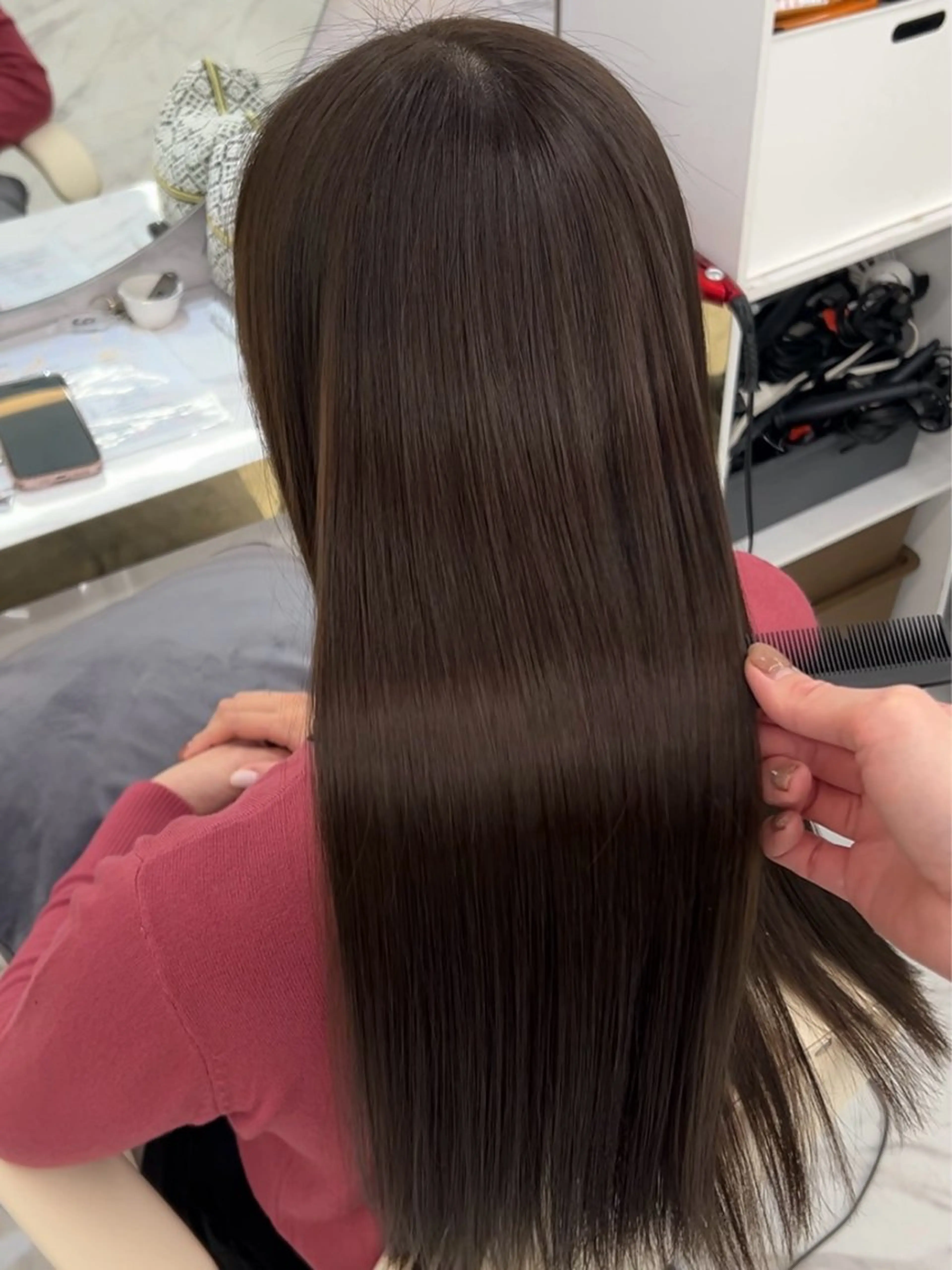 ロング カラー ヘアアレンジ 髪質改善 縮毛矯正 酸性ストレート カット ヘアカラー 縮毛矯正 トリートメント maoブリーチ無し 似合わせカラーのヘアスタイル