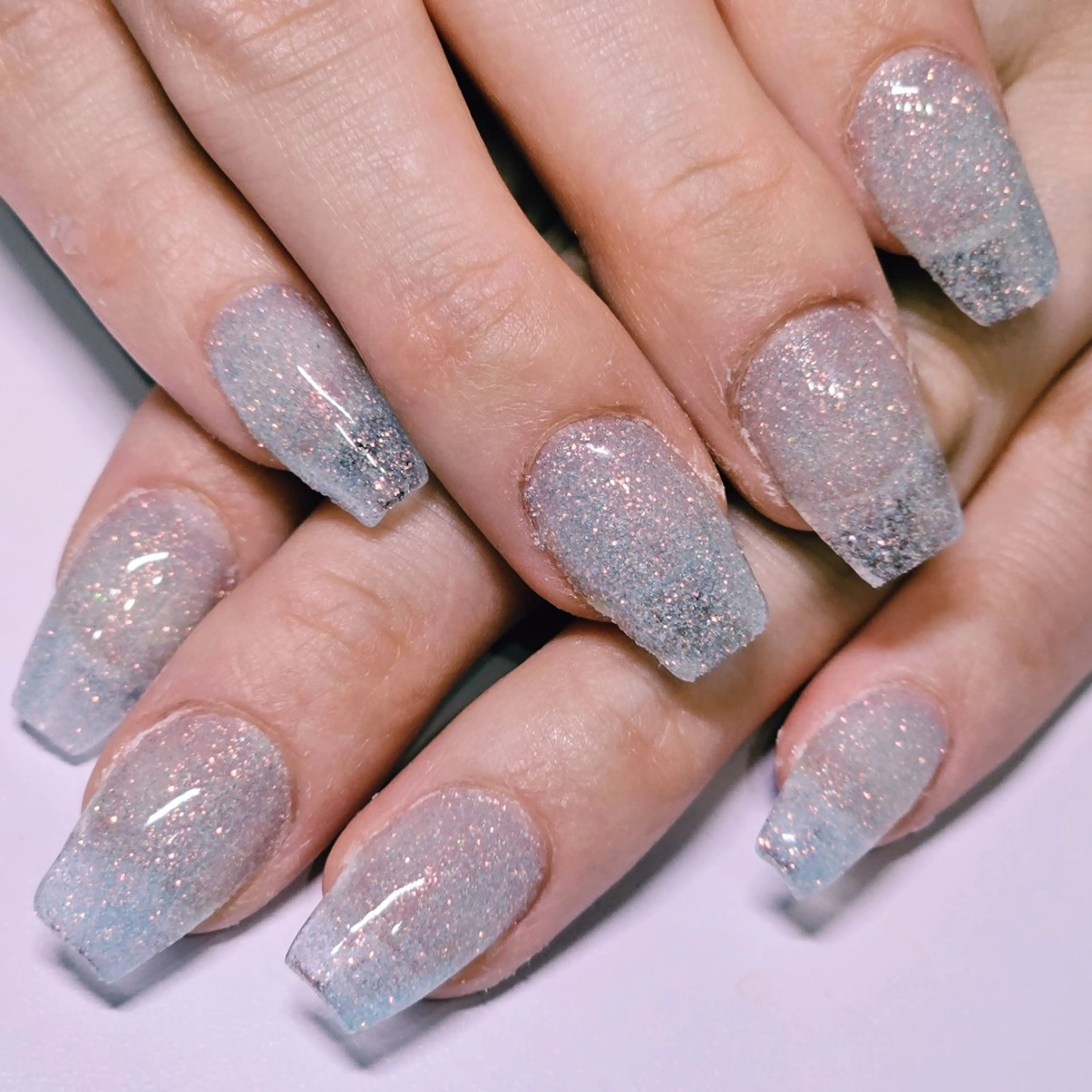 ネイル ブルー ラメ(グリッター) ワンカラーネイル パステルネイル ハンドネイル よしだ ひろきのネイルデザイン