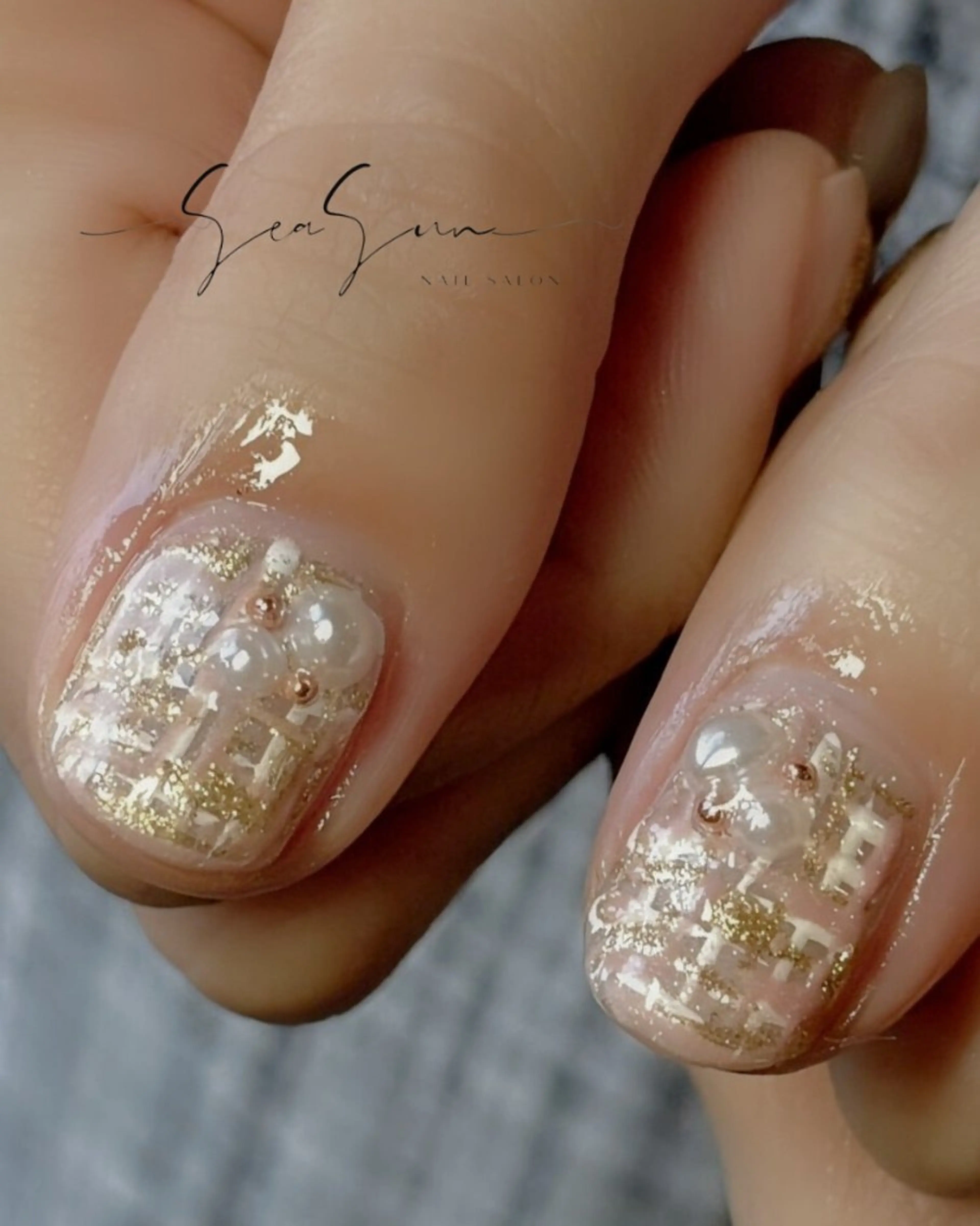 ネイル ワンカラーネイル シンプルネイル ツイードネイル ハンドネイル 白馬ネイルサロン （しーさん）のネイルデザイン