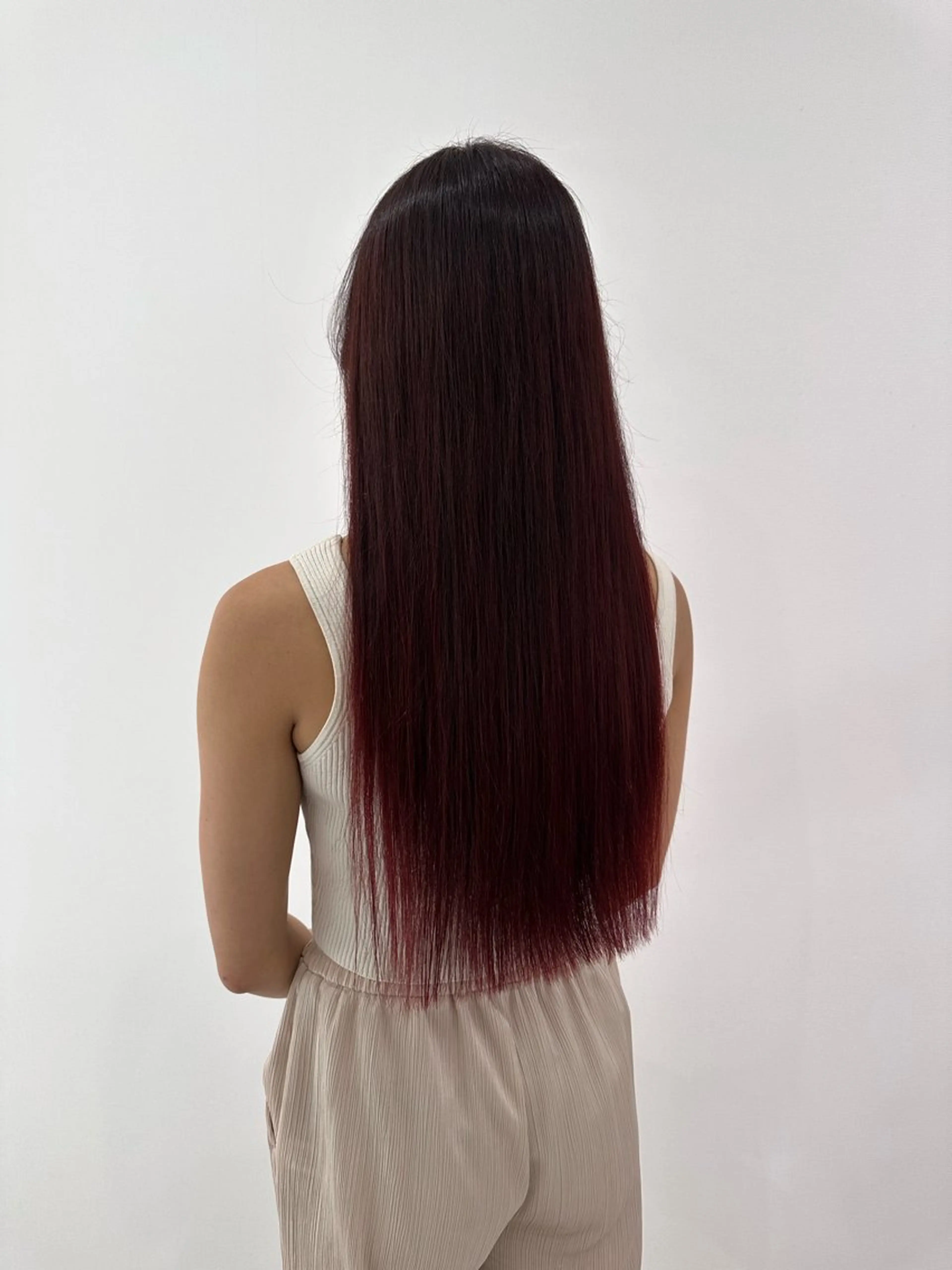 ロング カラー ブリーチ ブリーチなしカラー レッドカラー 韓国ヘア　野々山 ゆうとのヘアスタイル