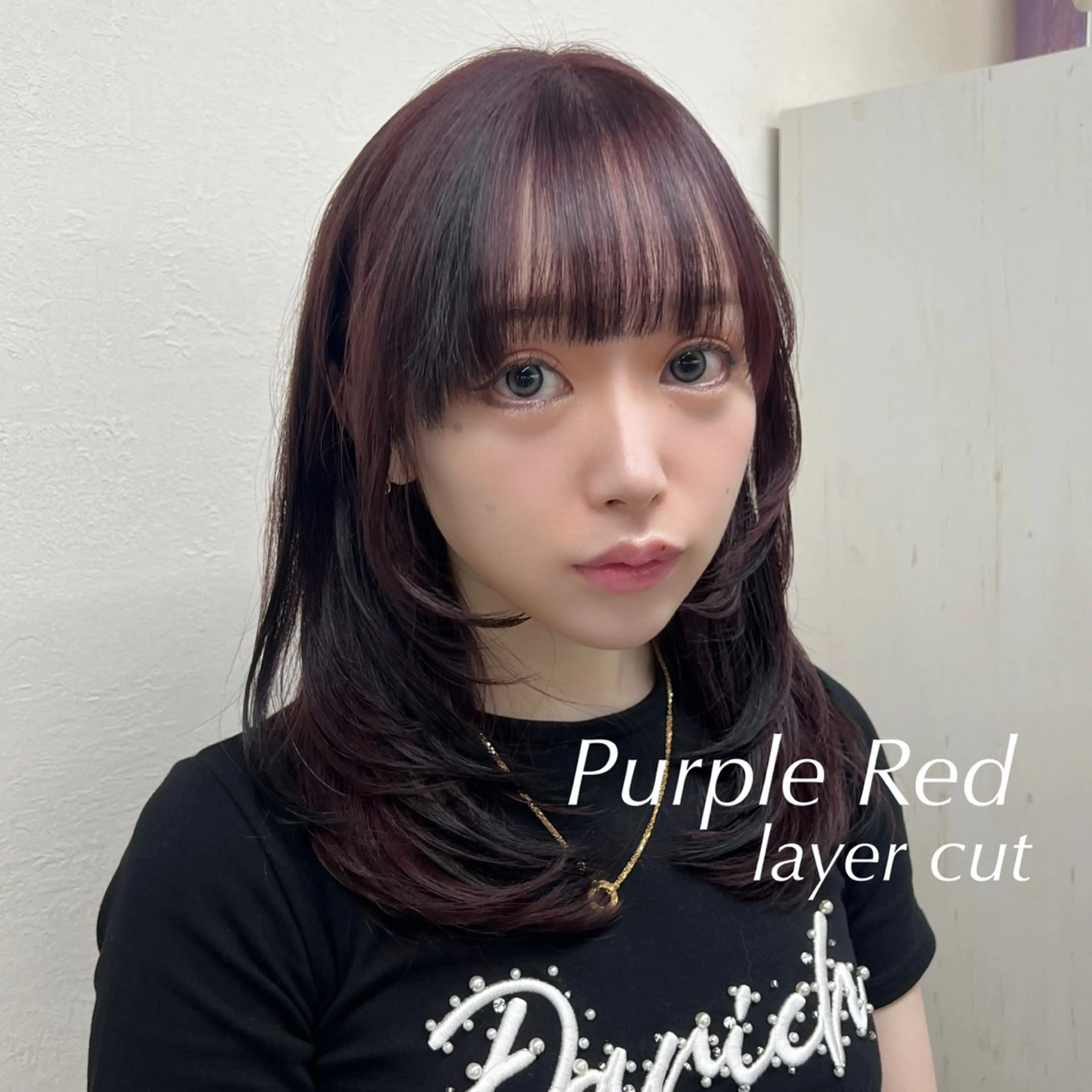 ミディアム パープルカラー エクステ レイヤーカット 韓国透明感カラー 🫧SHIHO🫧のヘアスタイル