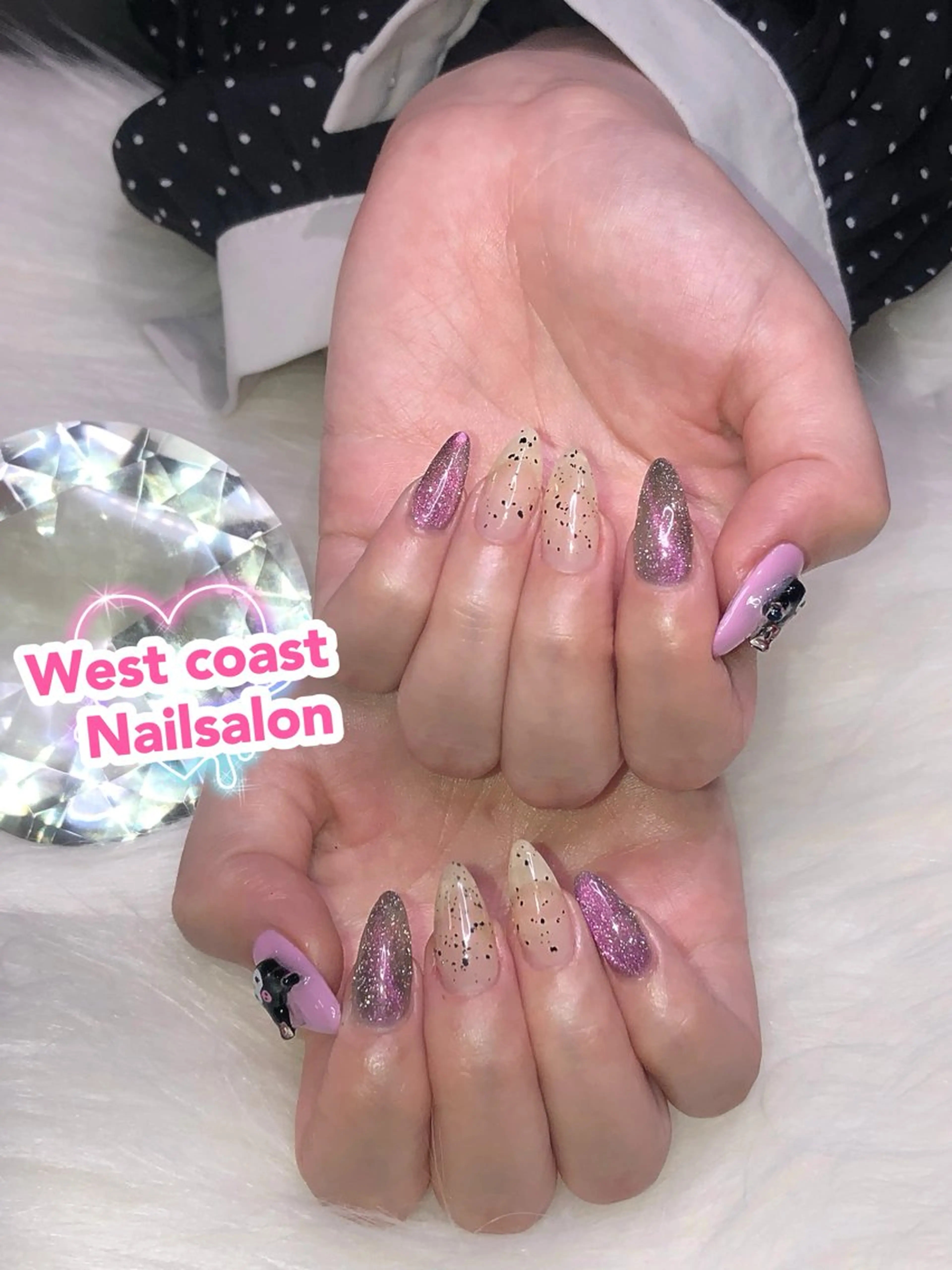 ネイル リボン、ガーリー パーツ放題専門店のネイルデザイン