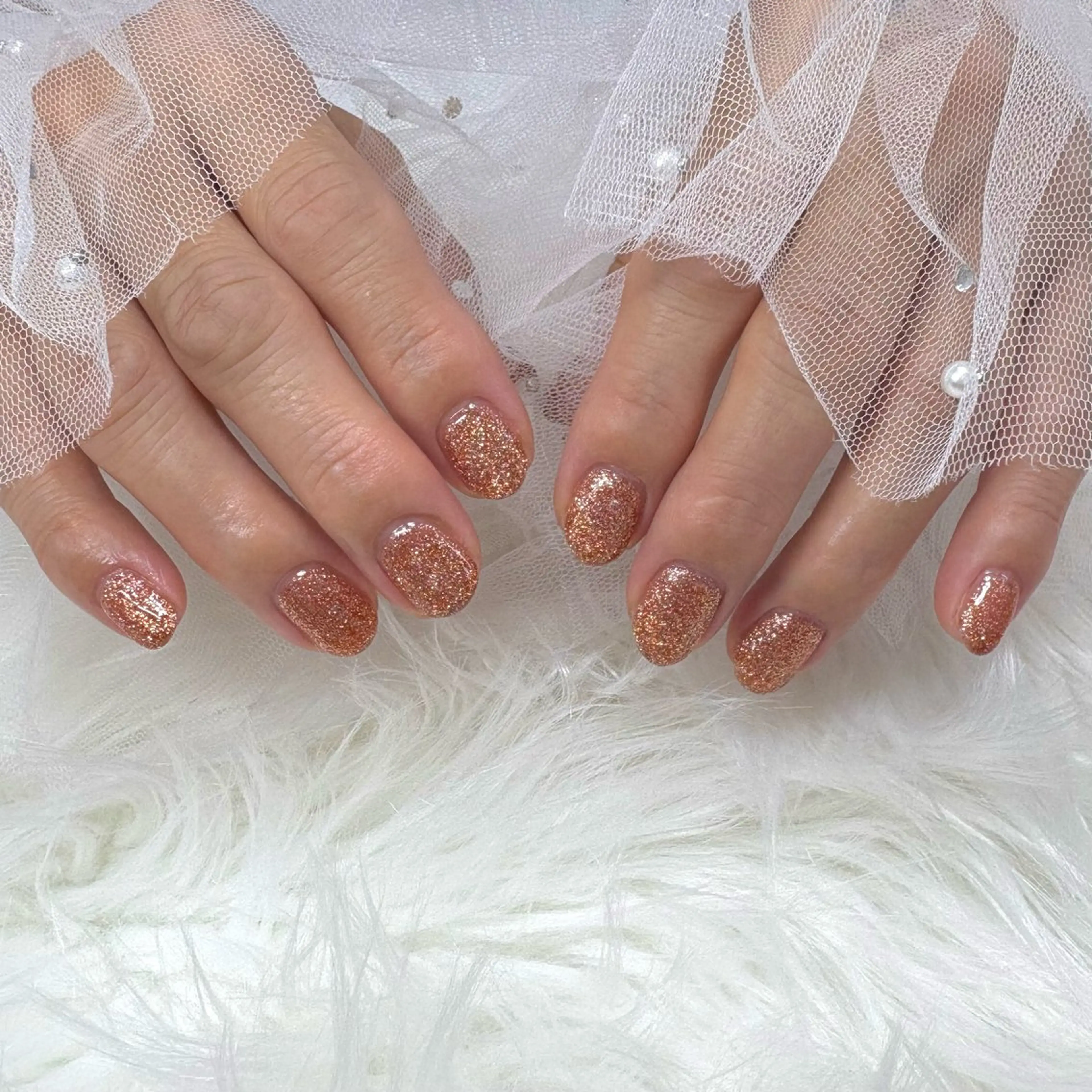 ネイル キラキラネイル マグネットネイル オレンジ ハンドネイル SHINE nail salonのネイルデザイン