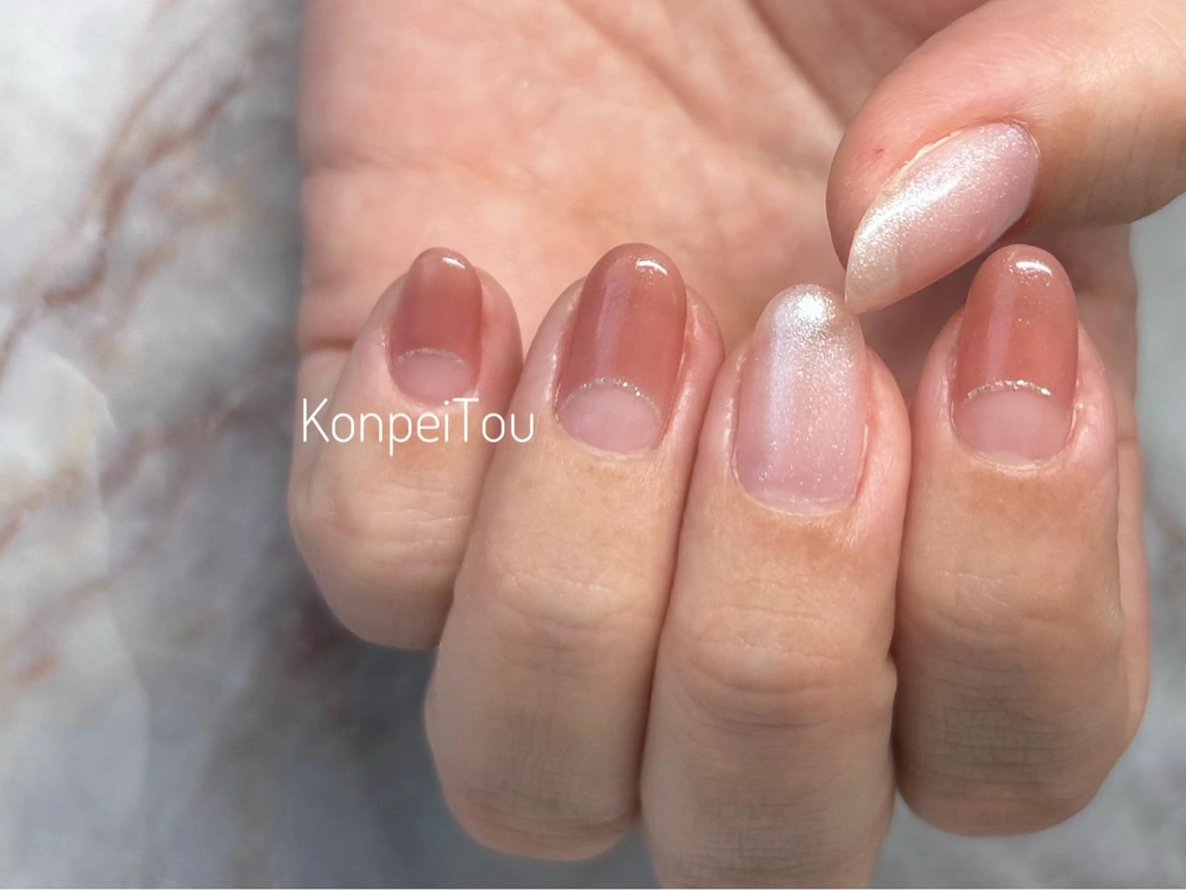 ネイル フレンチネイル 逆フレンチ ハンドネイル おうちのネイルサロン　konpeiTou〜こんぺいとう〜所属・おうちのネイルサロン KonpeiTouのネイルデザイン