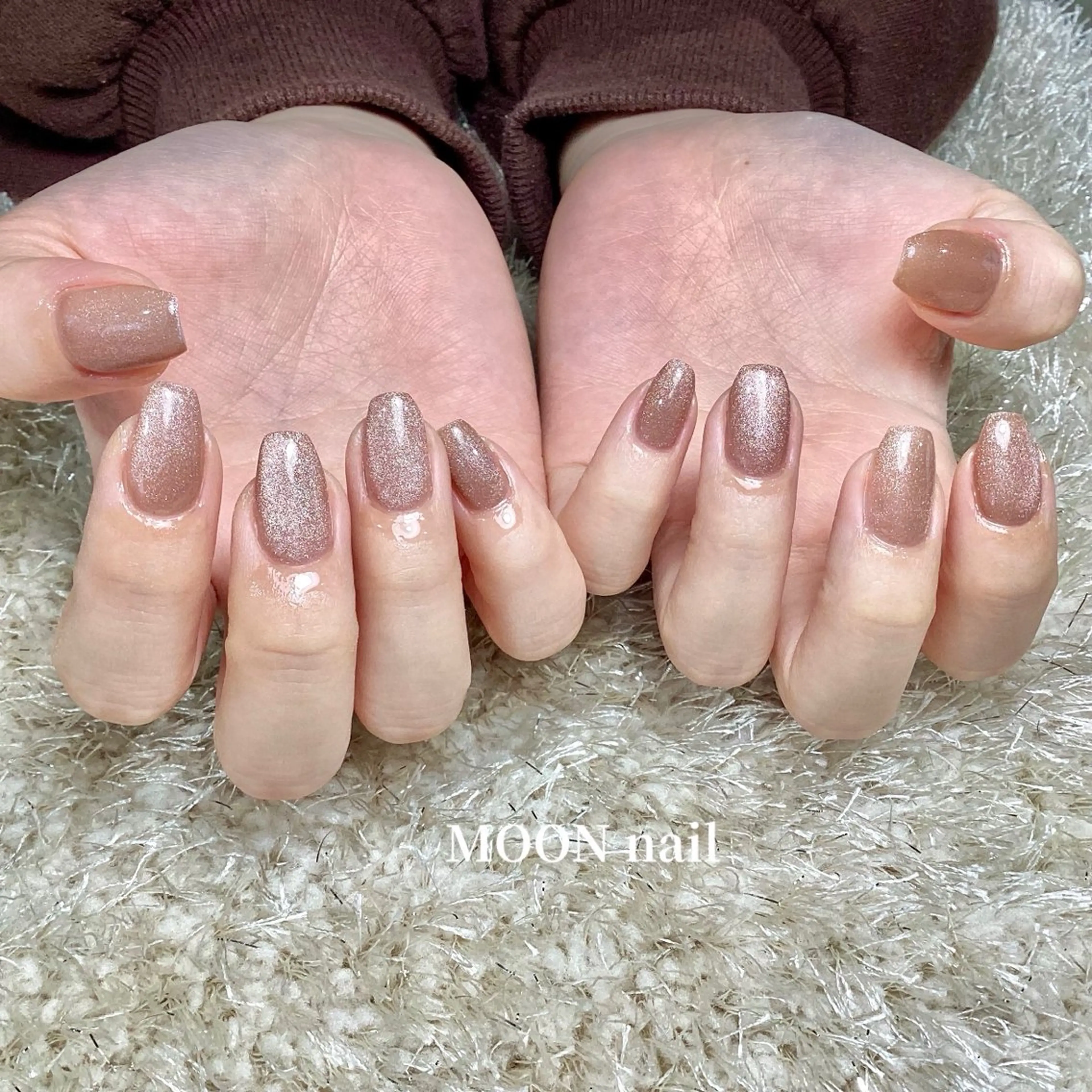 ネイル ブラウン ハンドネイル 浦添 MOON  nailのネイルデザイン
