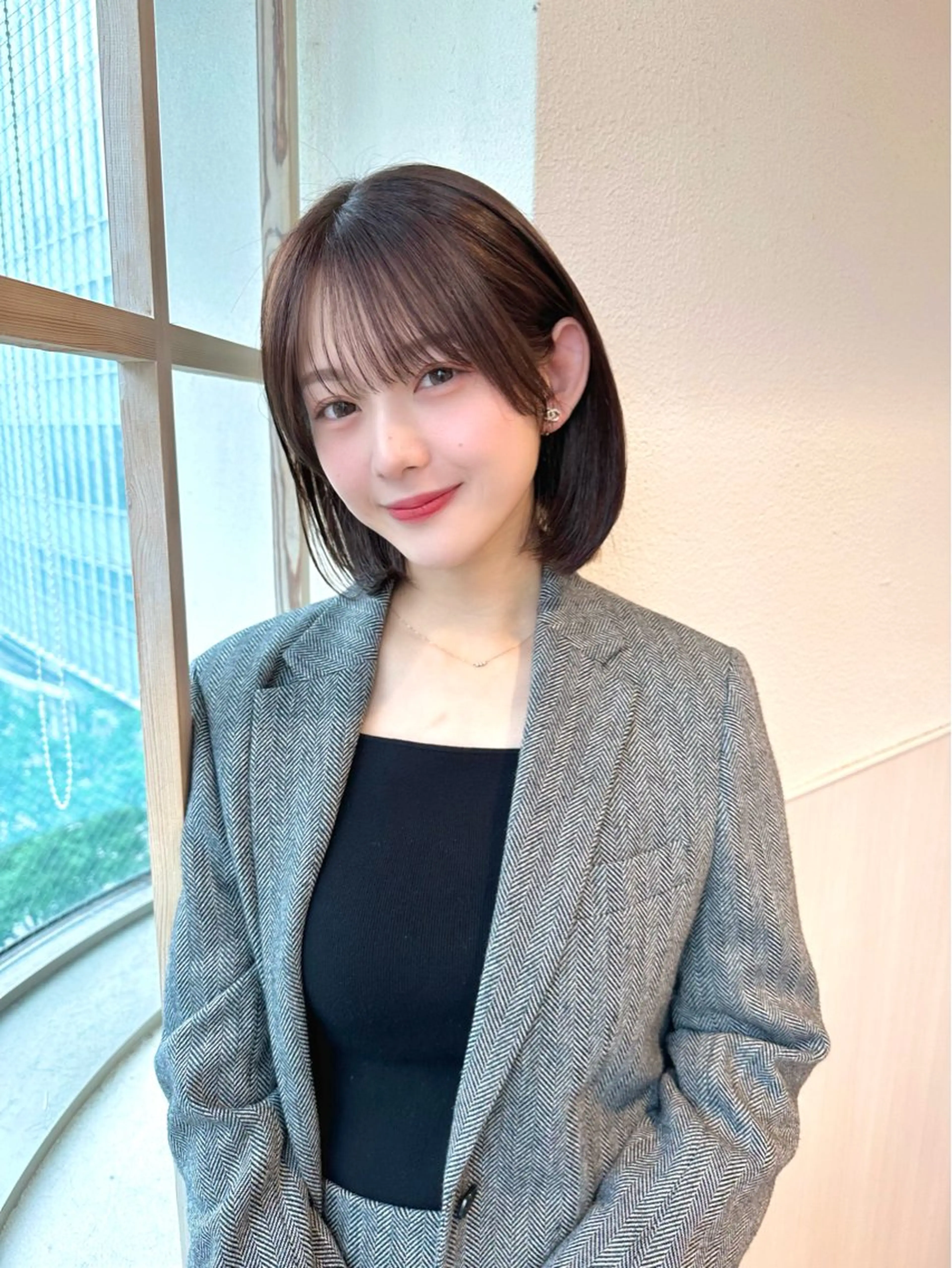 ミディアム ボブ カット ヘアカラー トリートメント 市原 大翼のヘアスタイル