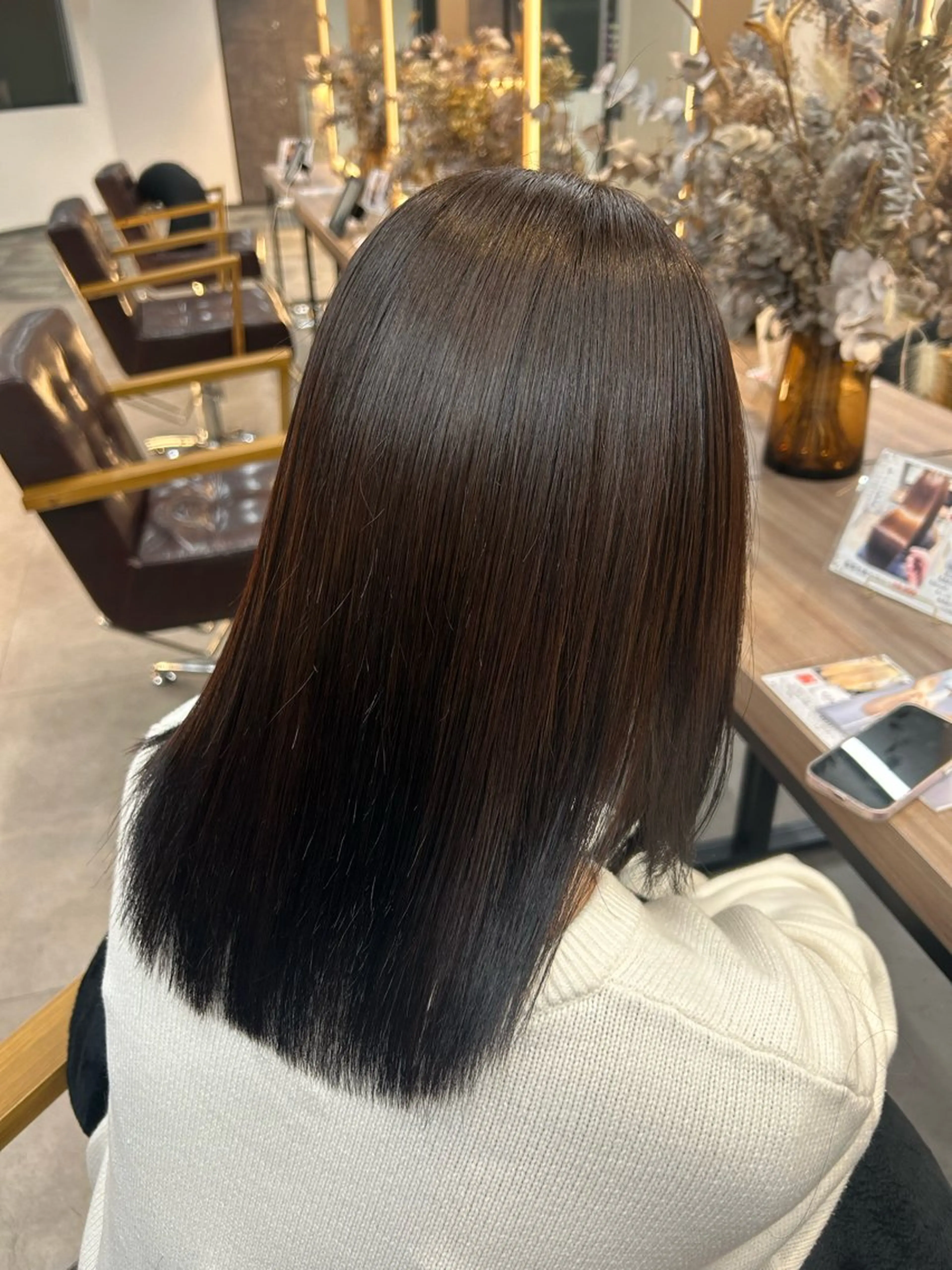 セミロング カラー 髪質改善 ヘアカラー 赤みなしカラー🍐/ 艶髪✨/ririkaのヘアスタイル