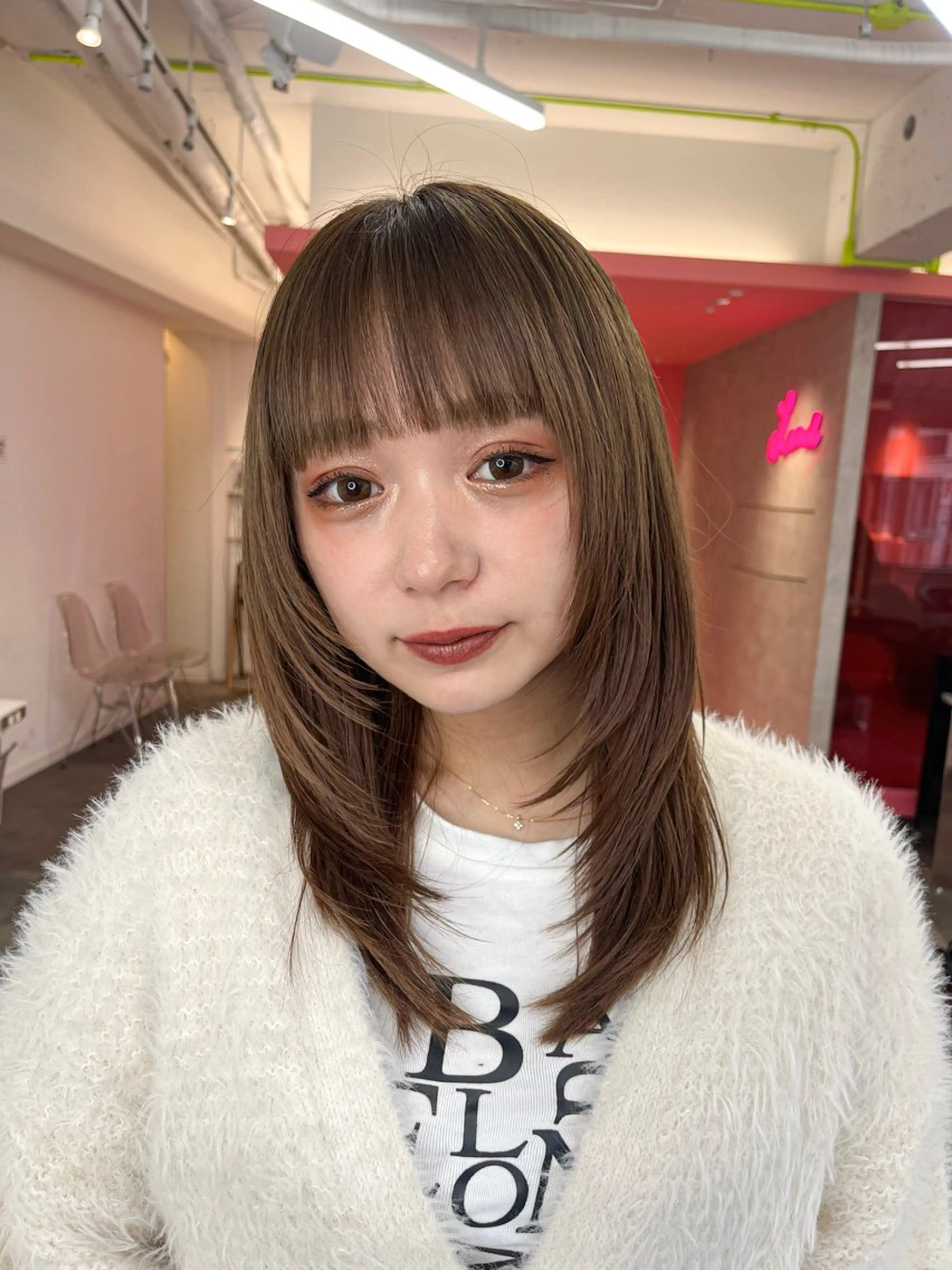 ミディアム 山崎/ボブ縮毛矯正 レイヤー髪質改善のヘアスタイル