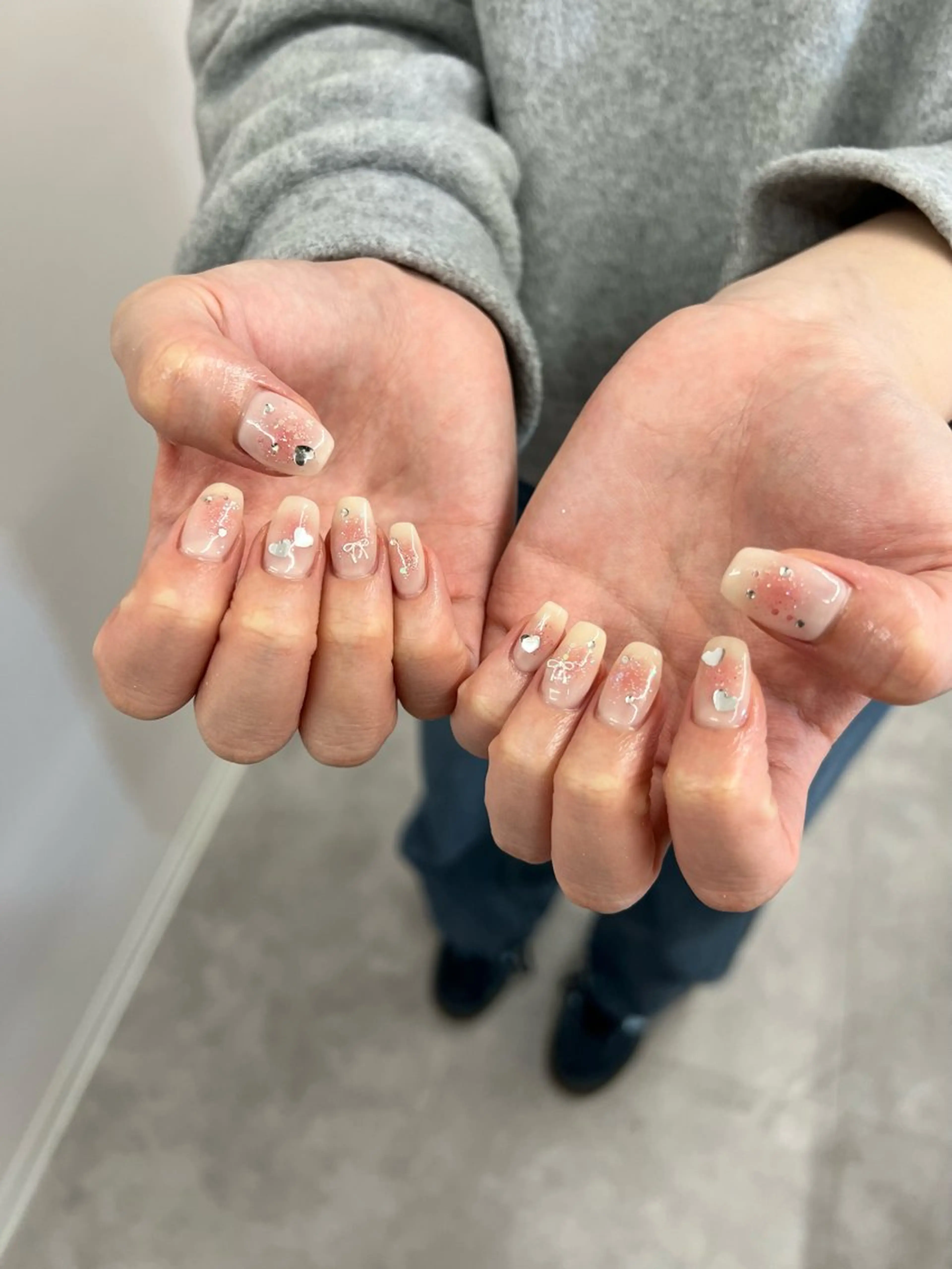 ネイル チークネイル フレンチネイル ジェルネイル ハート マグネットネイル ハンドネイル ハンドケア Bana_ Nailのその他イメージ