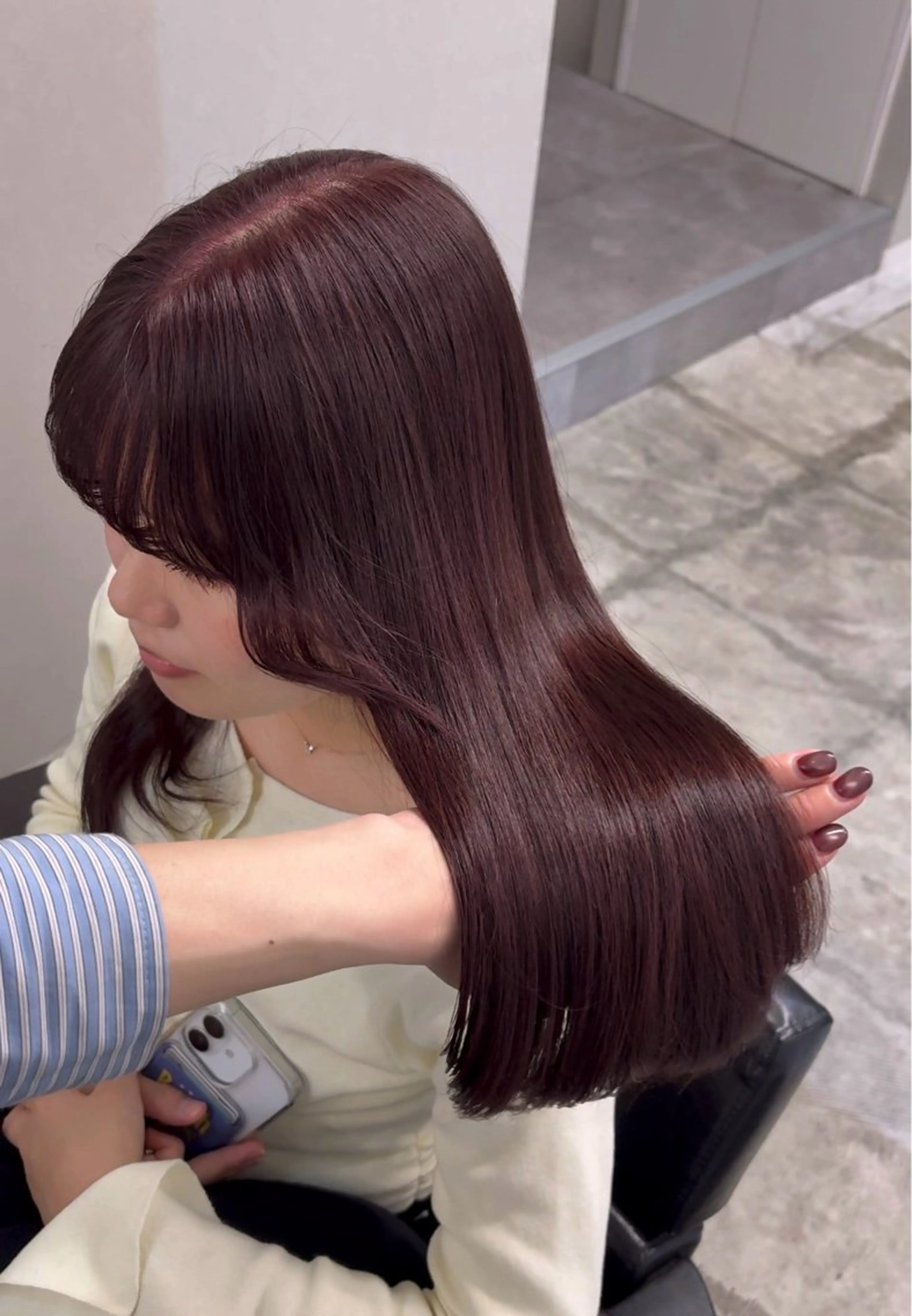 カラー ブリーチ ブラウンカラー ブリーチなしカラー ヘアカラー meby所属・🩵福岡ブリーチなし カラー/紫音🩵のヘアスタイル