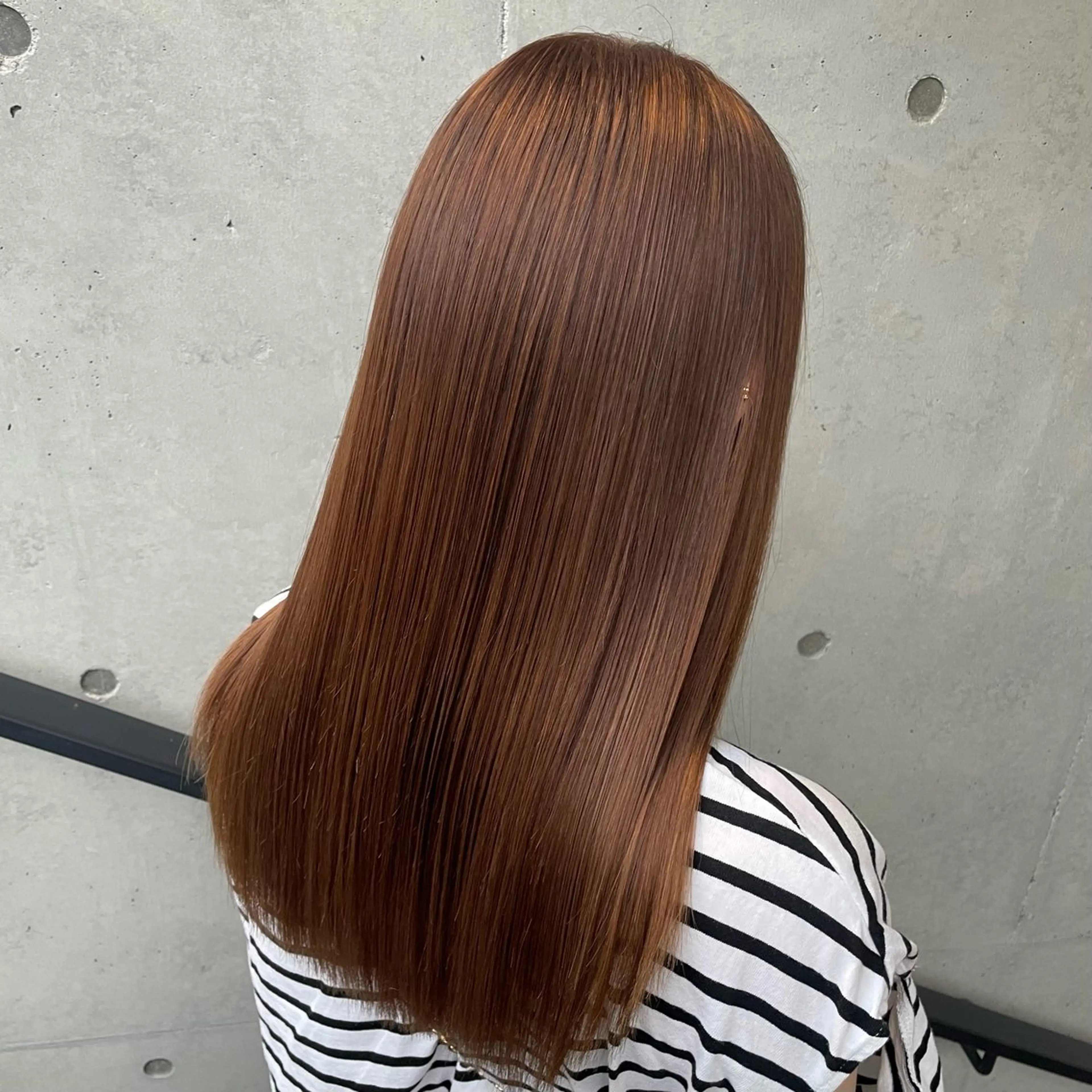 【minimo限定価格】【髪質改善】縮毛矯正+透明感カラー+高濃度内部補修トリートメント#髪質改善#韓国#暖色の写真