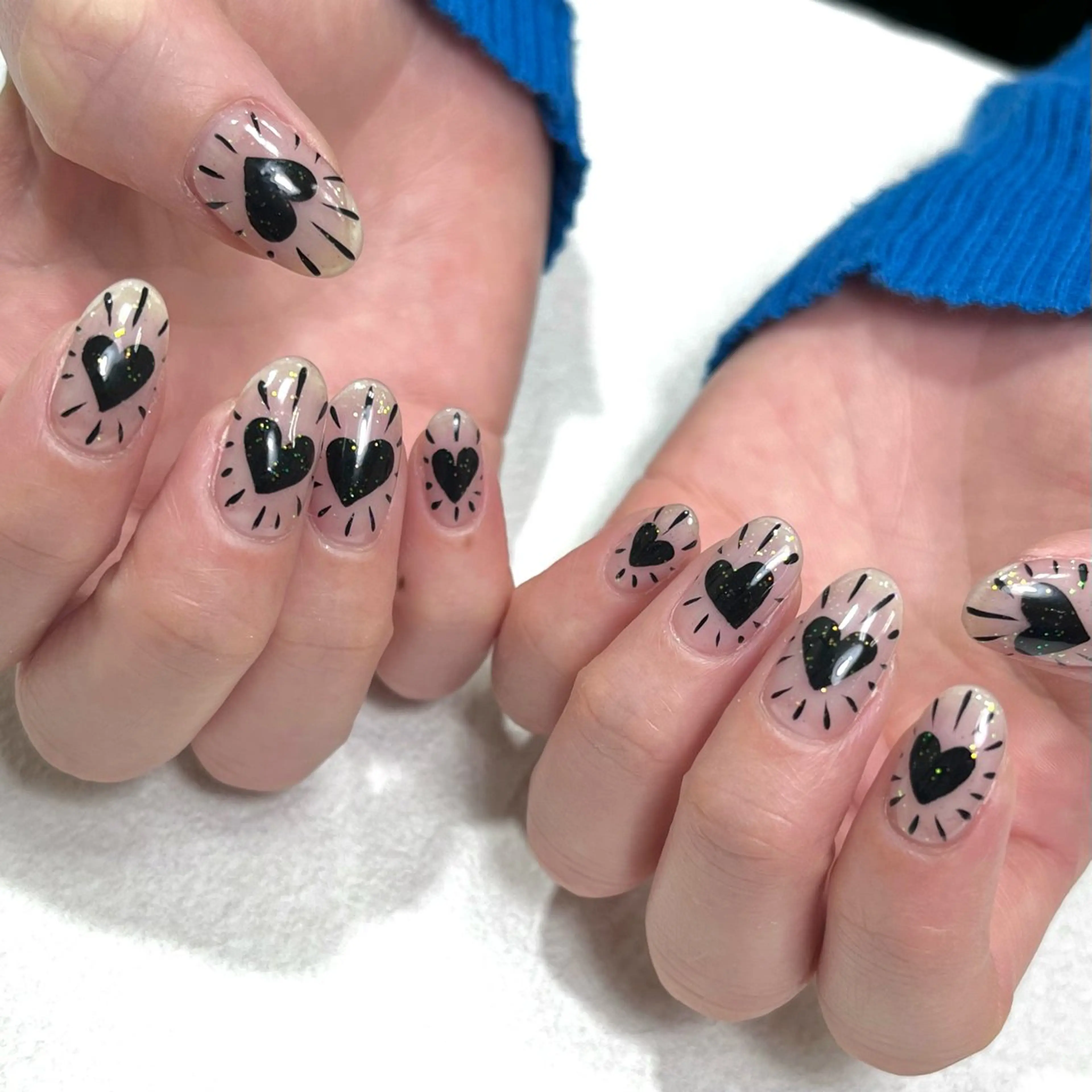 ネイル アートネイル クリアネイル ハート キラキラネイル 韓国ネイル ハンドネイル フットネイル para ☀︎ sol by BECK所属・Para Sol nail　Maoのネイルデザイン