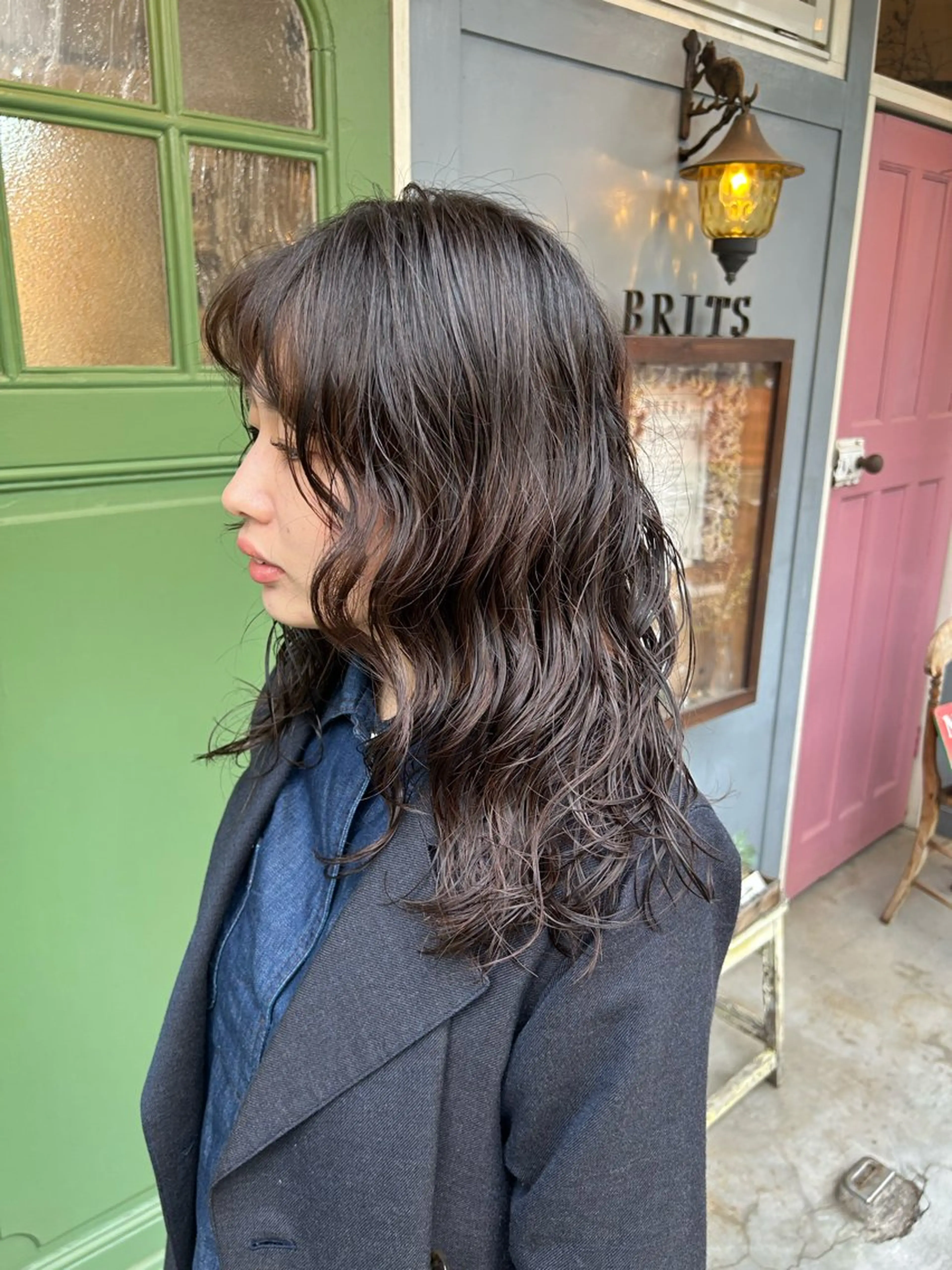 セミロング パーマ セミロングパーマ カット パーマ ヘッドスパ 清水千優/パーマ/透 明感カラー/メンズのヘアスタイル