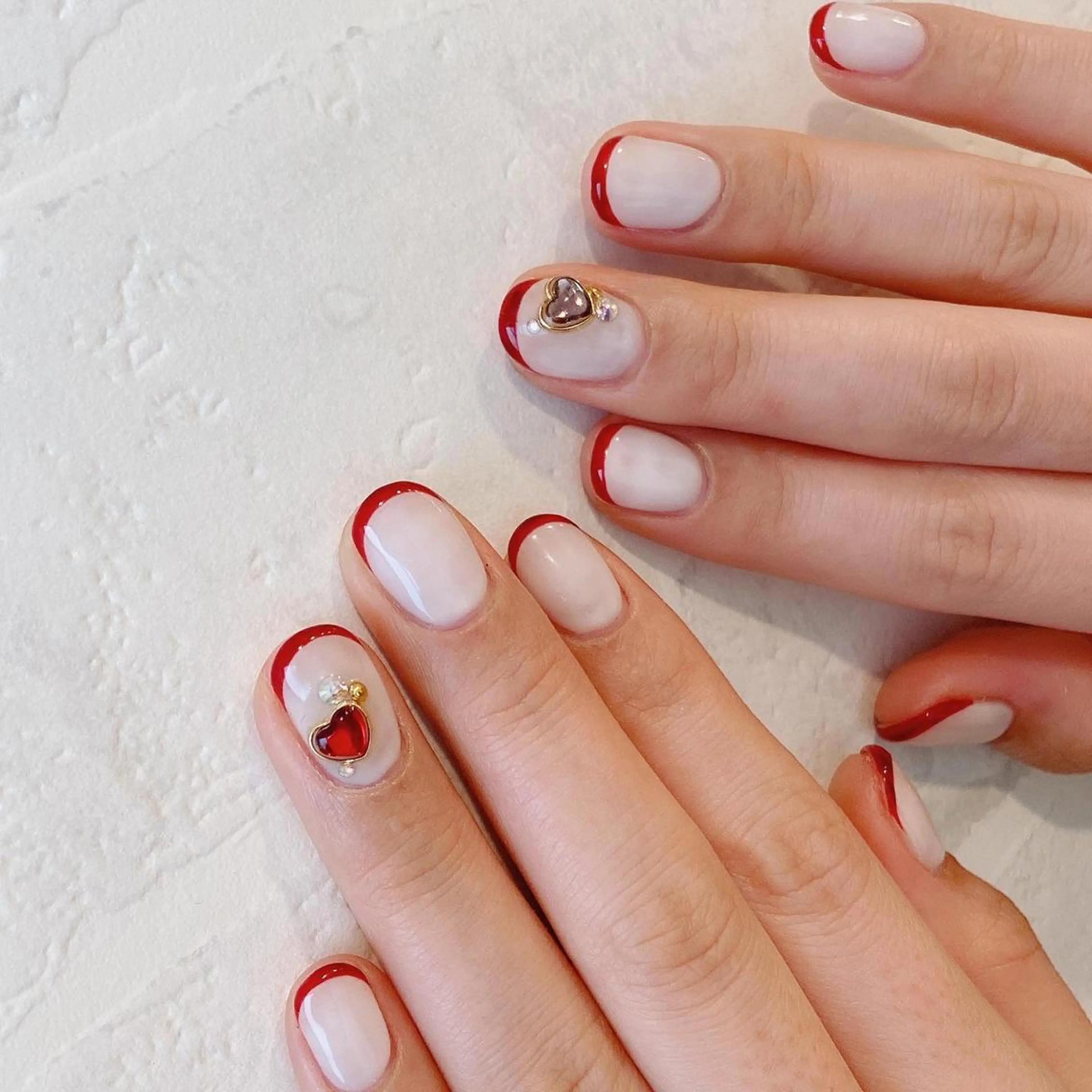 ネイル フレンチネイル 赤色 ハンドネイル Nakazawa Mayuのネイルデザイン