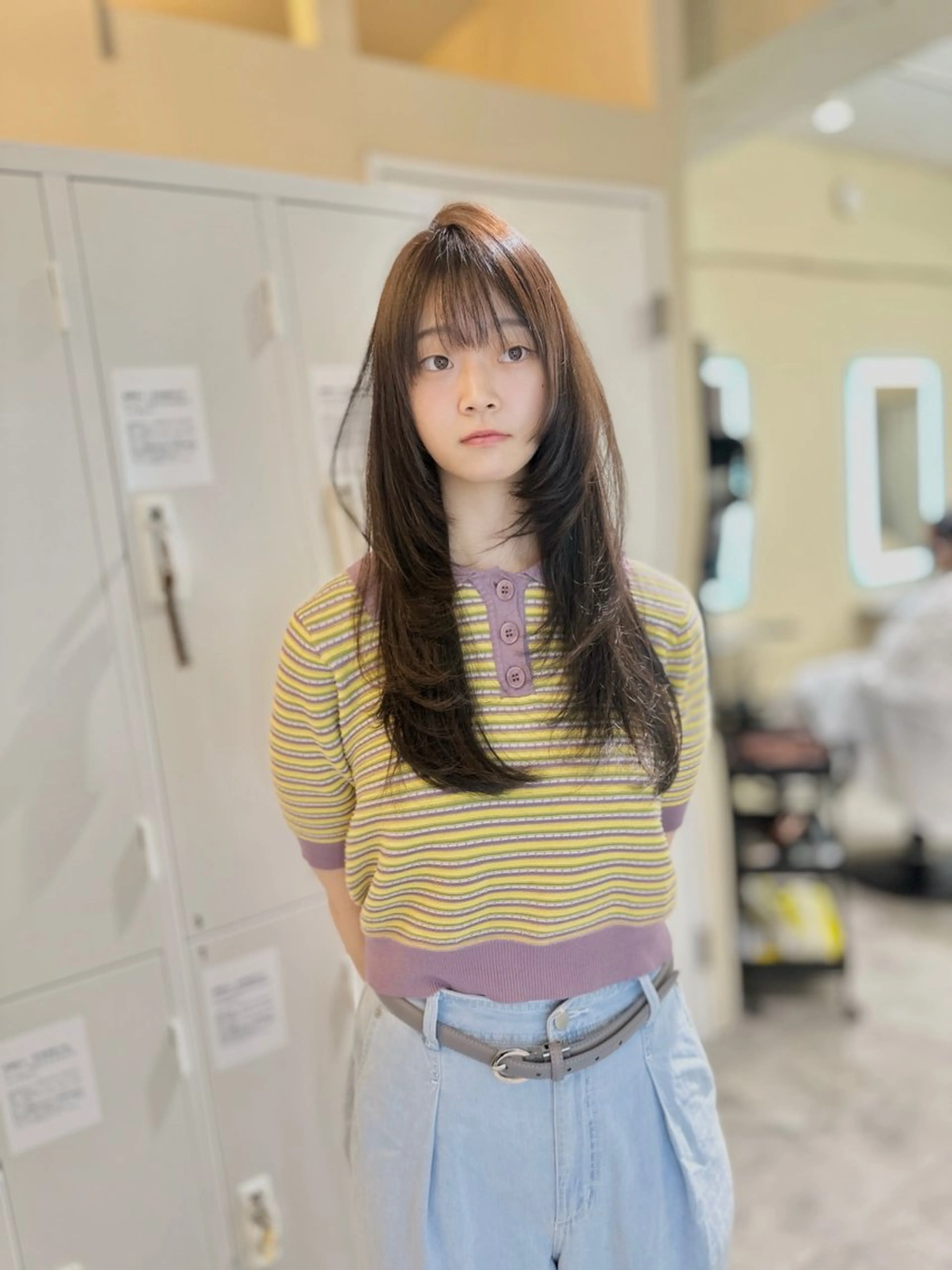 ロング カラー アディクシーカラー バレイヤージュ ブリーチ デザインカラー ダブルカラー カット ヘアカラー トリートメント opus 店長大和 レイヤー/赤み消しのヘアスタイル