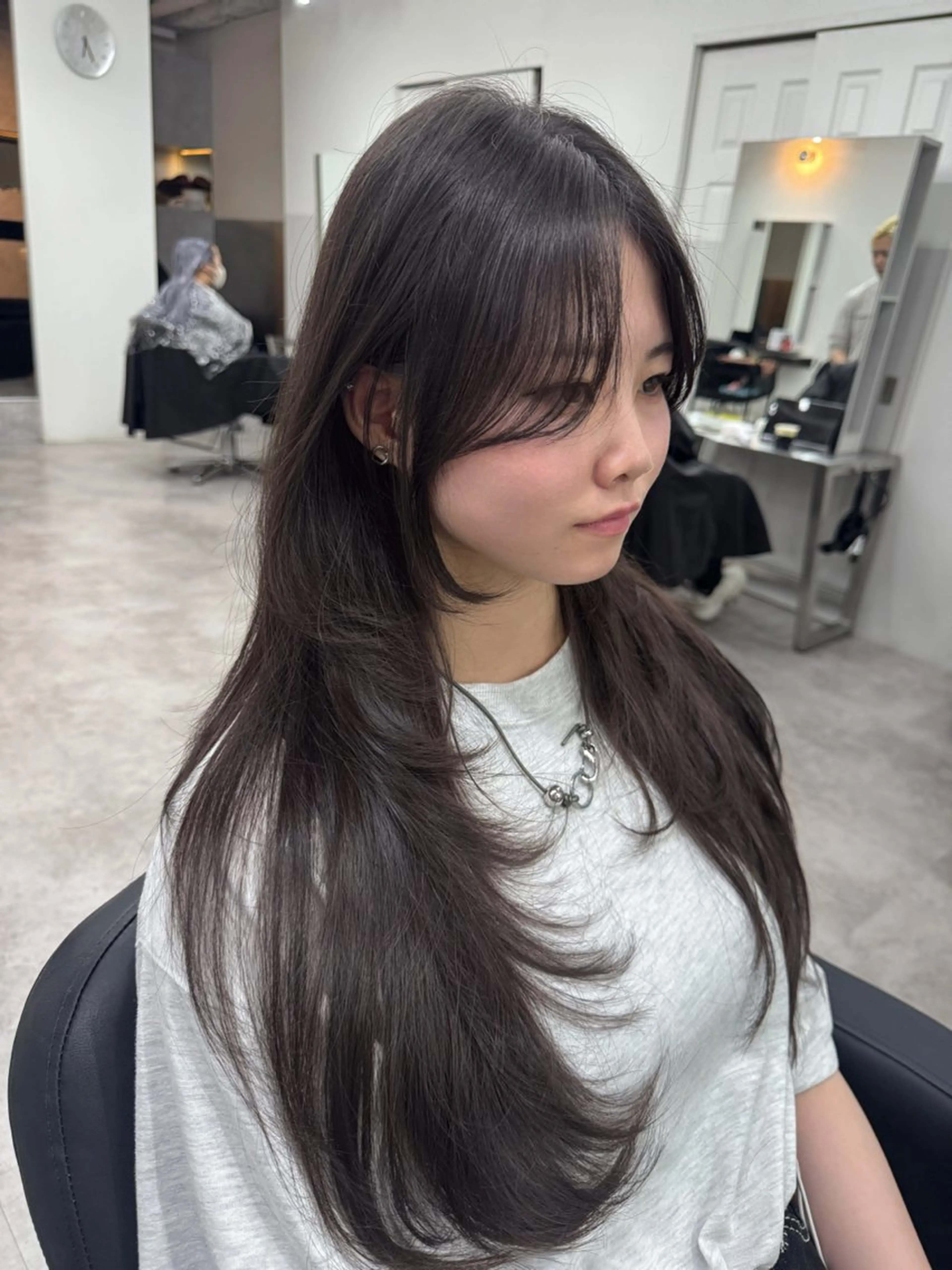 ロング カラー カット ヘアカラー トリートメント 🎀髪質改善×韓国レ イヤー×透明感/米田のヘアスタイル