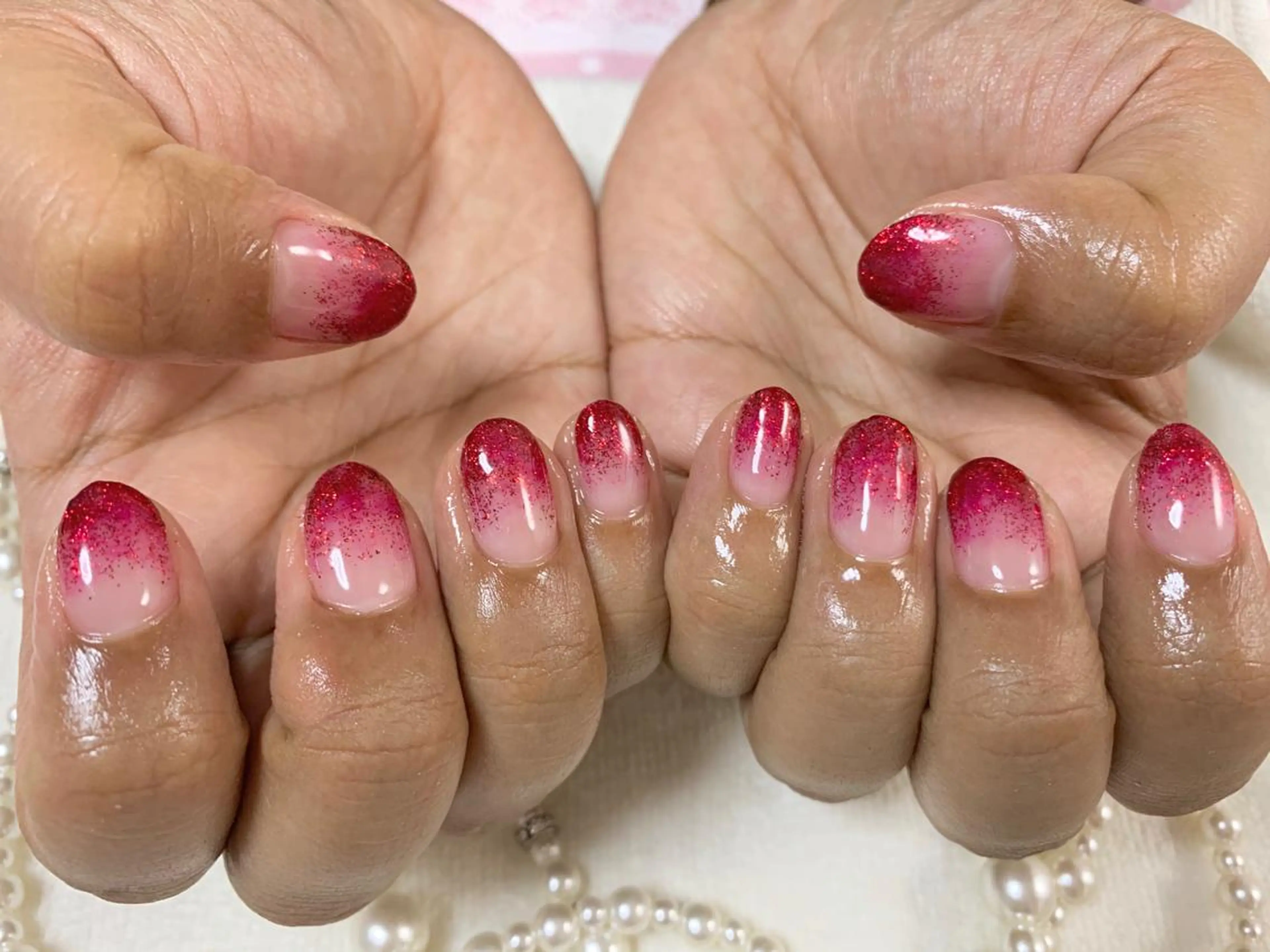 ネイル クリアネイル ラメ(グリッター) ラメグラデーション 手塚 里奈のネイルデザイン