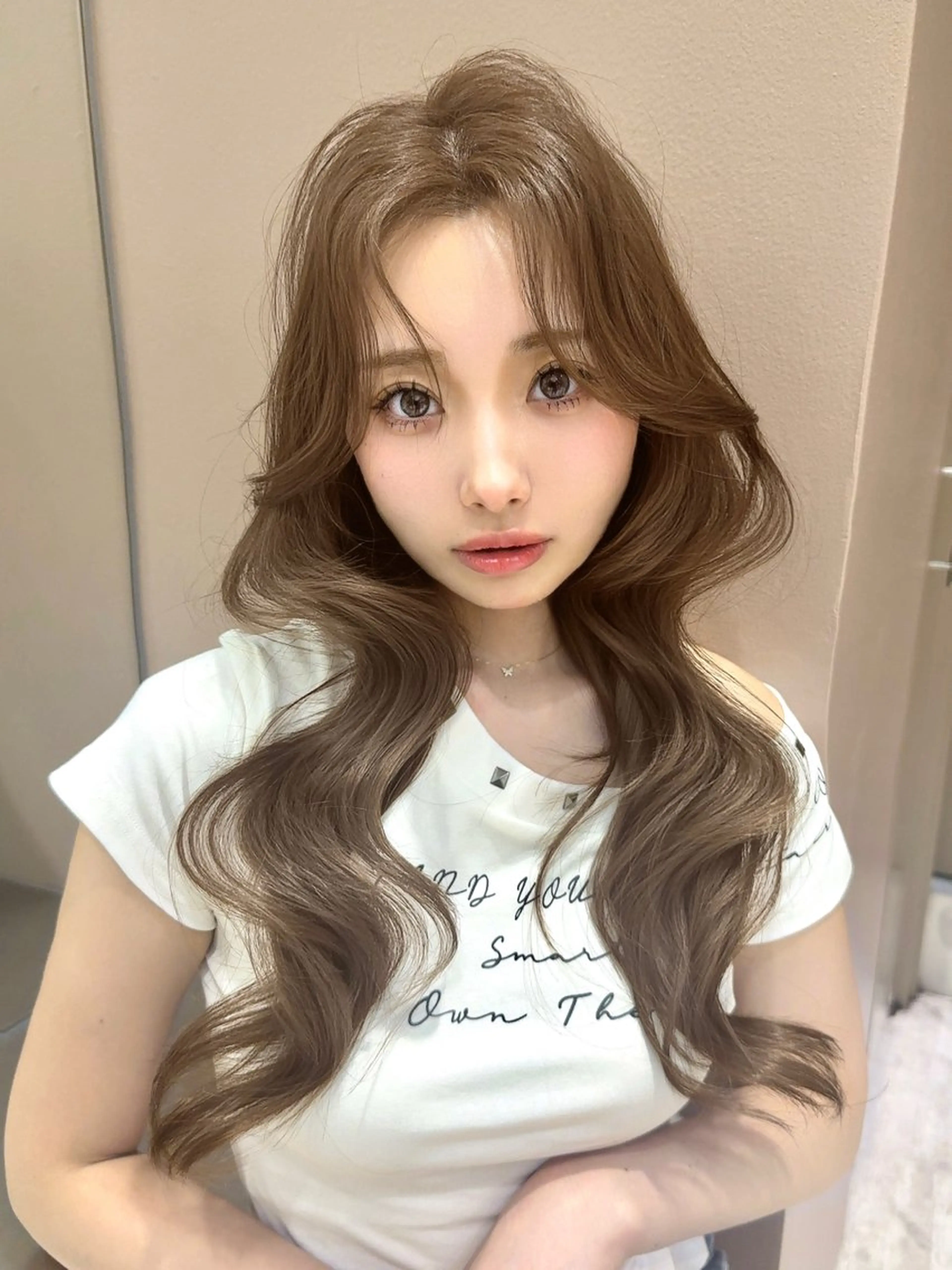 ロング 縮毛矯正/レイヤー 韓国/顔まわり/夢音のヘアスタイル