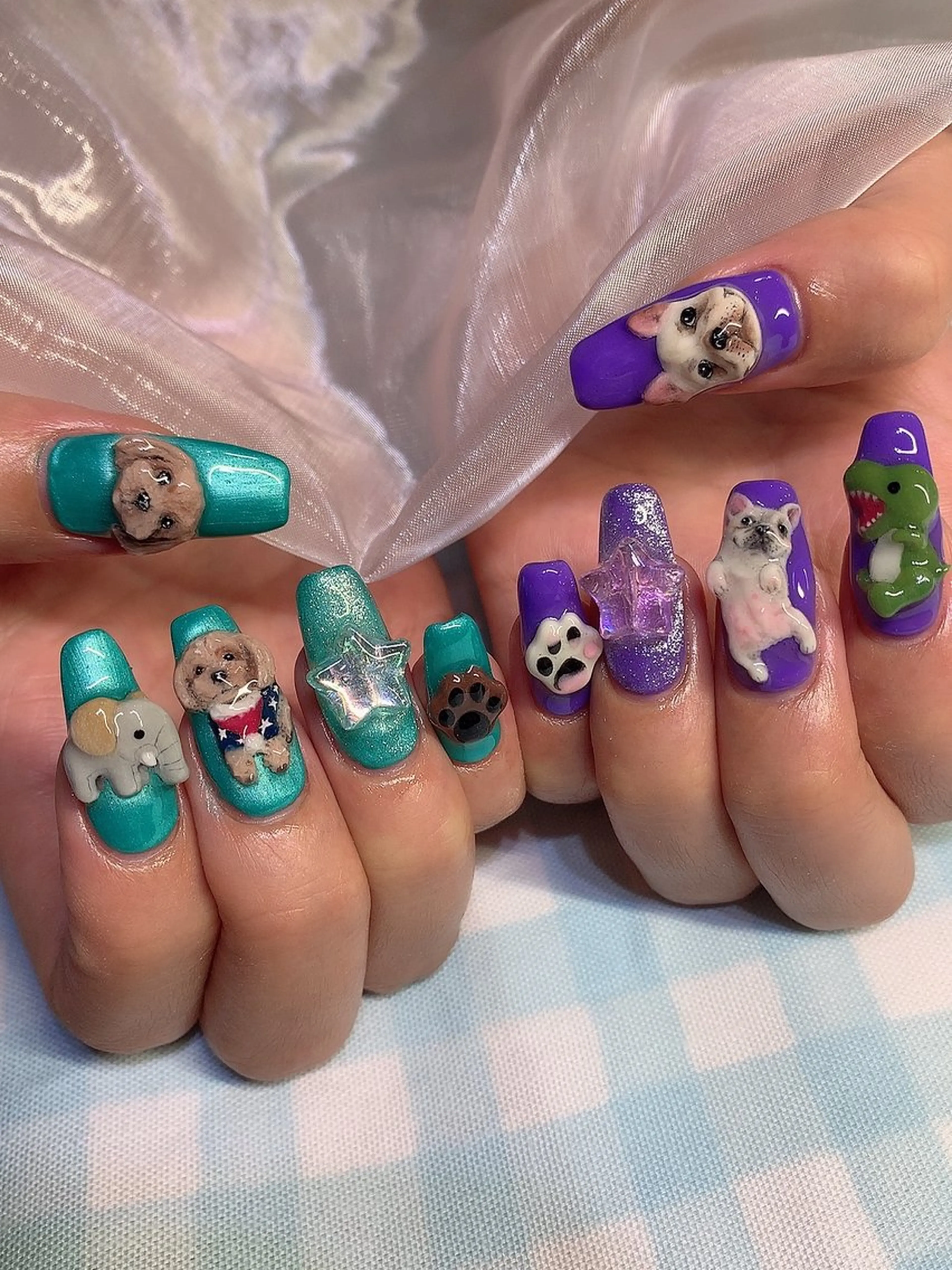 ネイル アートネイル キラキラネイル 韓国ネイル 持ち込み ストーンネイル シェアサロンLei.g(レイジー)所属・3Dアートネイル💗 都築レナのネイルデザイン