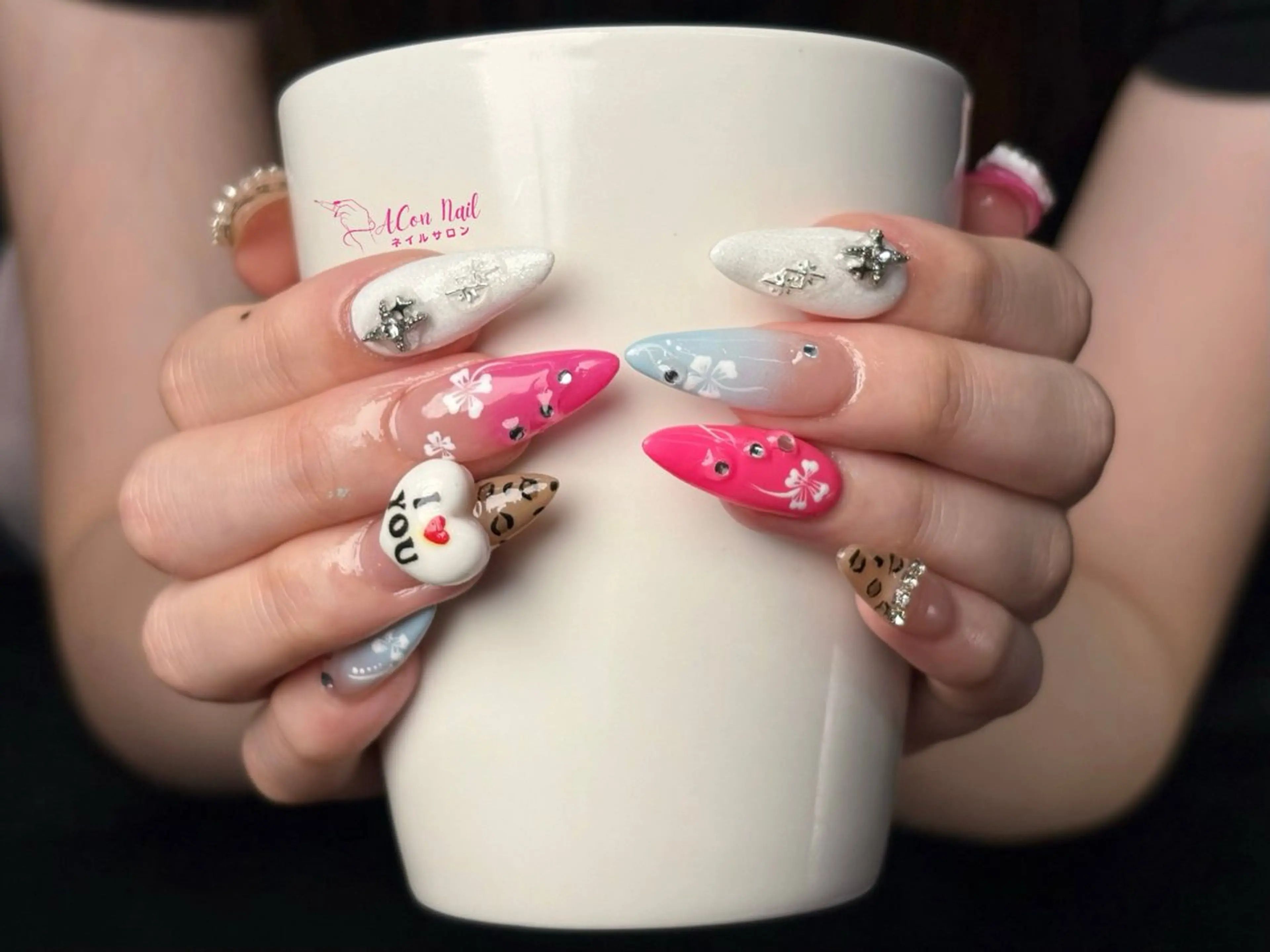 ネイル 桜ネイル 長さ出し フラワーネイル フレンチネイル ジェルネイル ハンドネイル AConNailSalon所属・ACon NailSalonのネイルデザイン