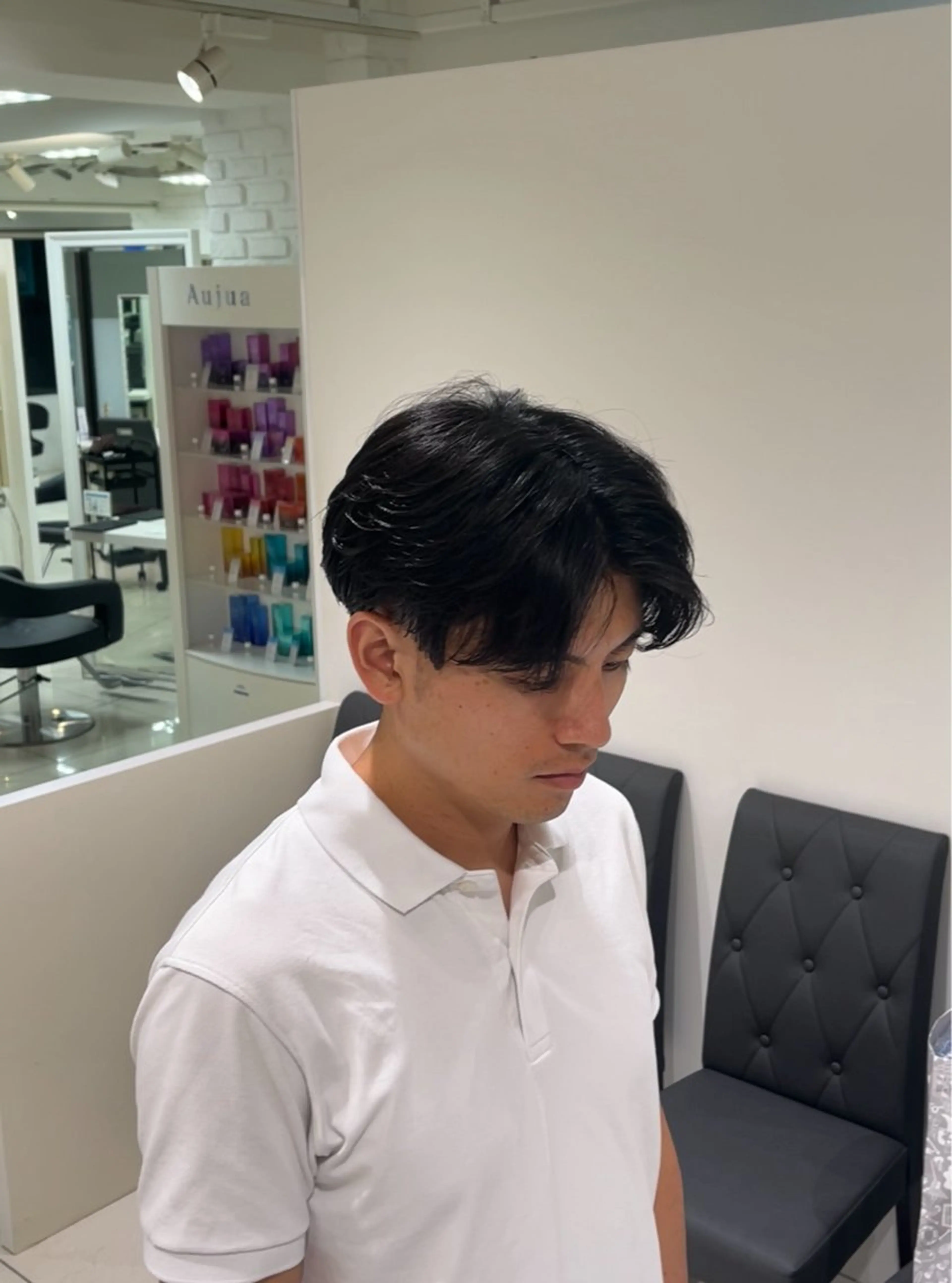 ショート メンズ 【シャドウパーマ センターパート】義心のヘアスタイル