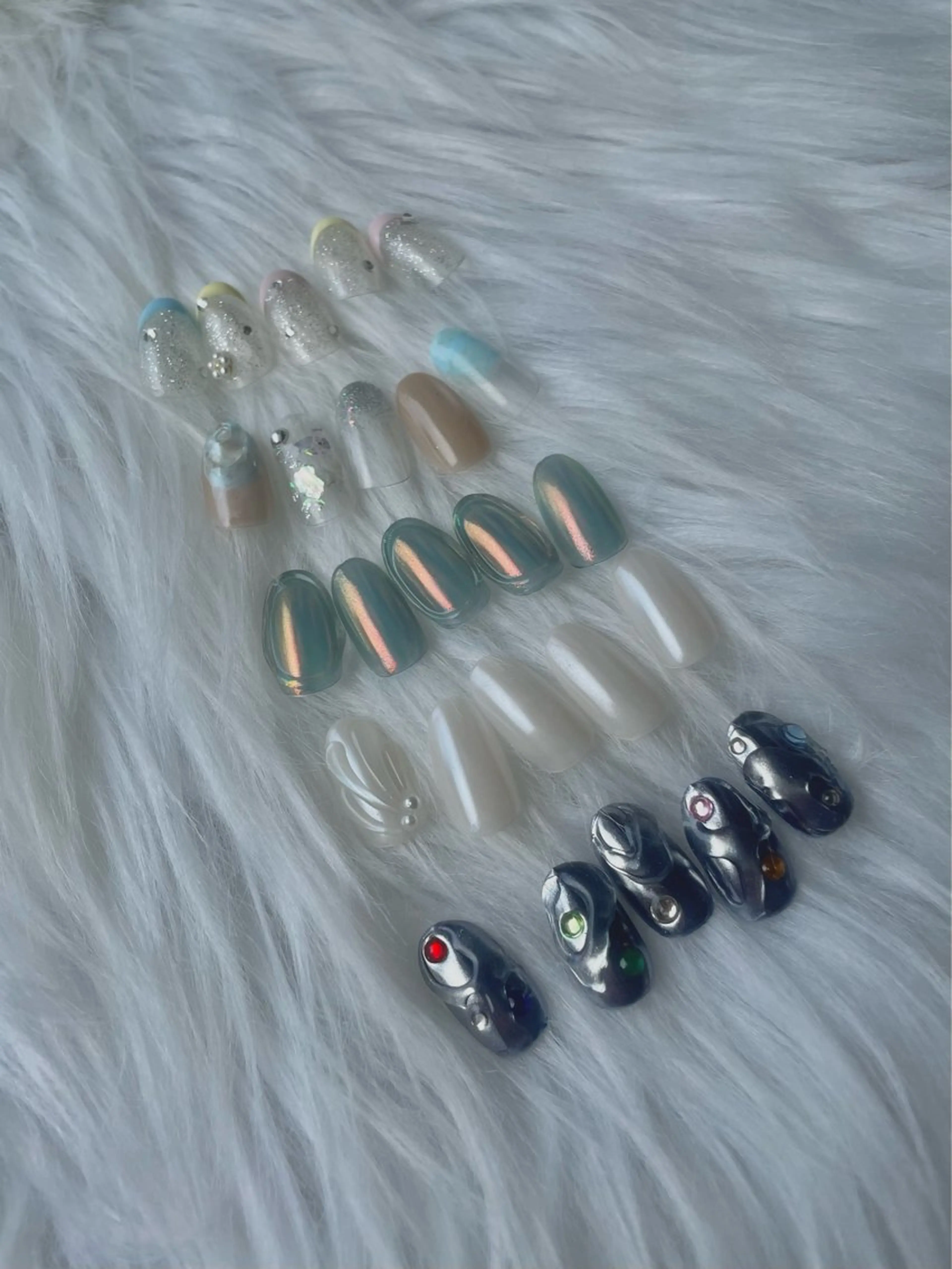 ネイル ブルー 氷ネイル・うるうるネイル キラキラネイル マグネットネイル ミラーネイル ハンドネイル timtam --sakiのネイルデザイン