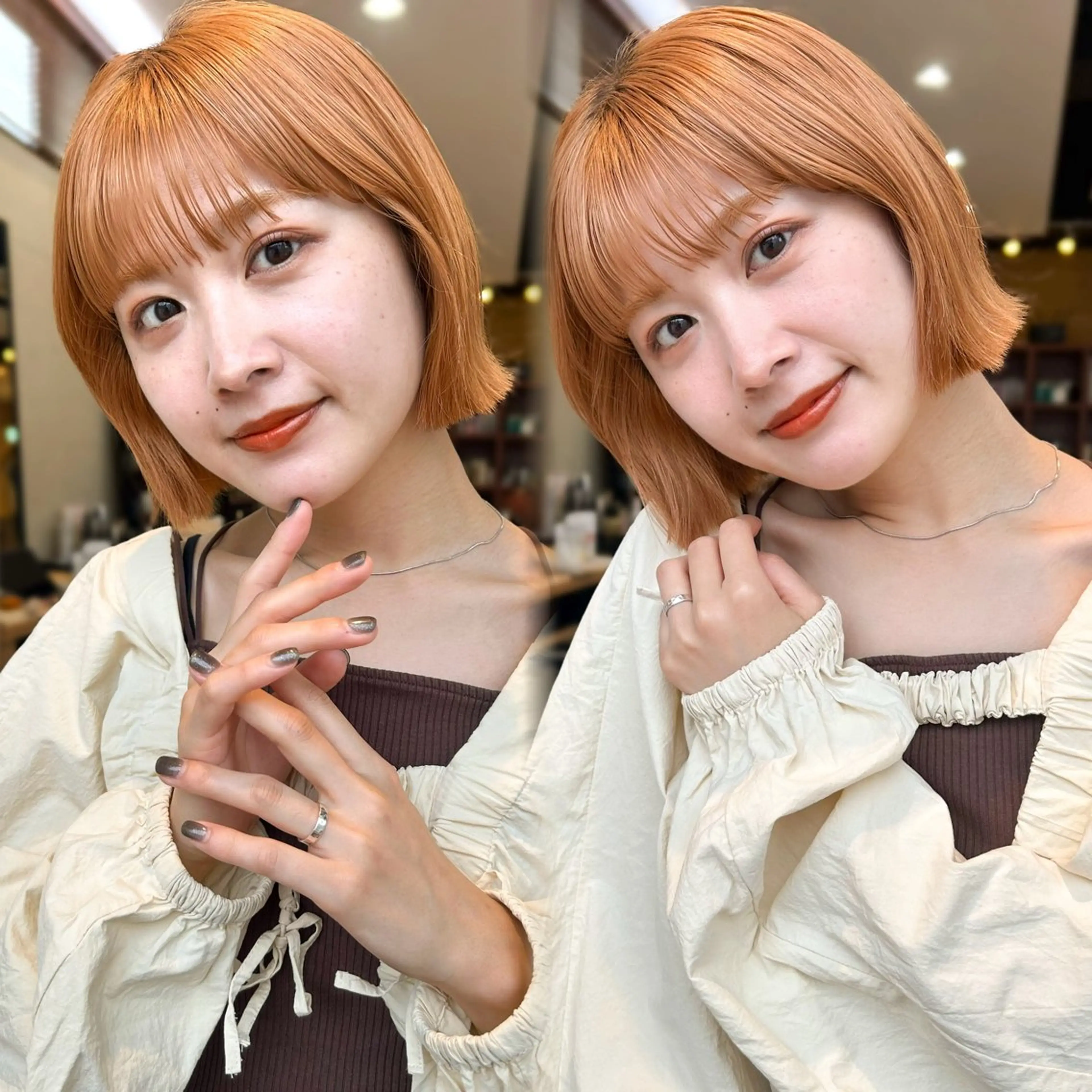 ミディアム カラー ヘアカラー トリートメント このか/似合わせ/ 透明感/ダブルカラーのヘアスタイル