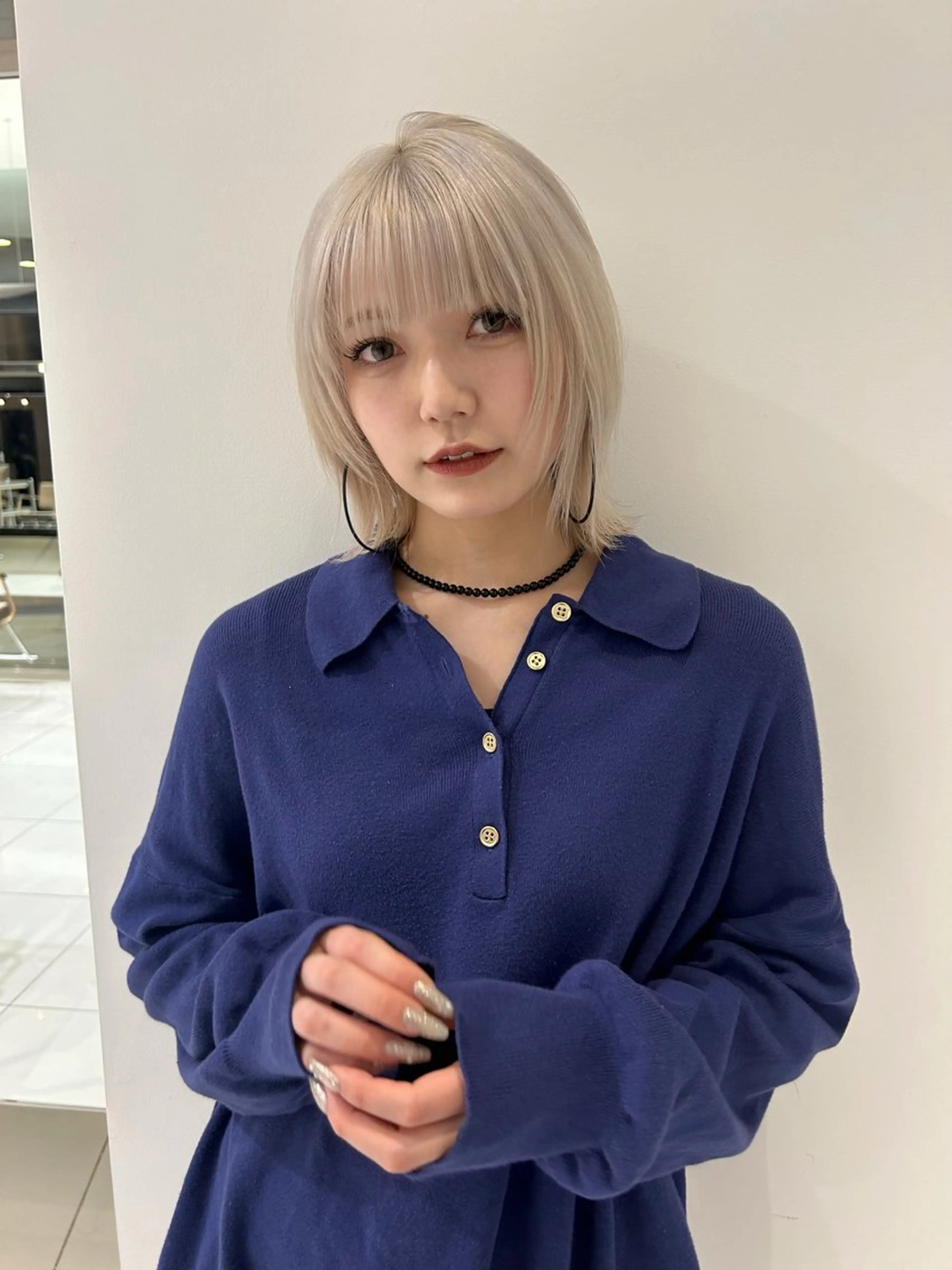 ミディアム カラー ブリーチ ブロンド ホワイトブロンド エスポワール所属・YUSHI HORIUCHIのヘアスタイル