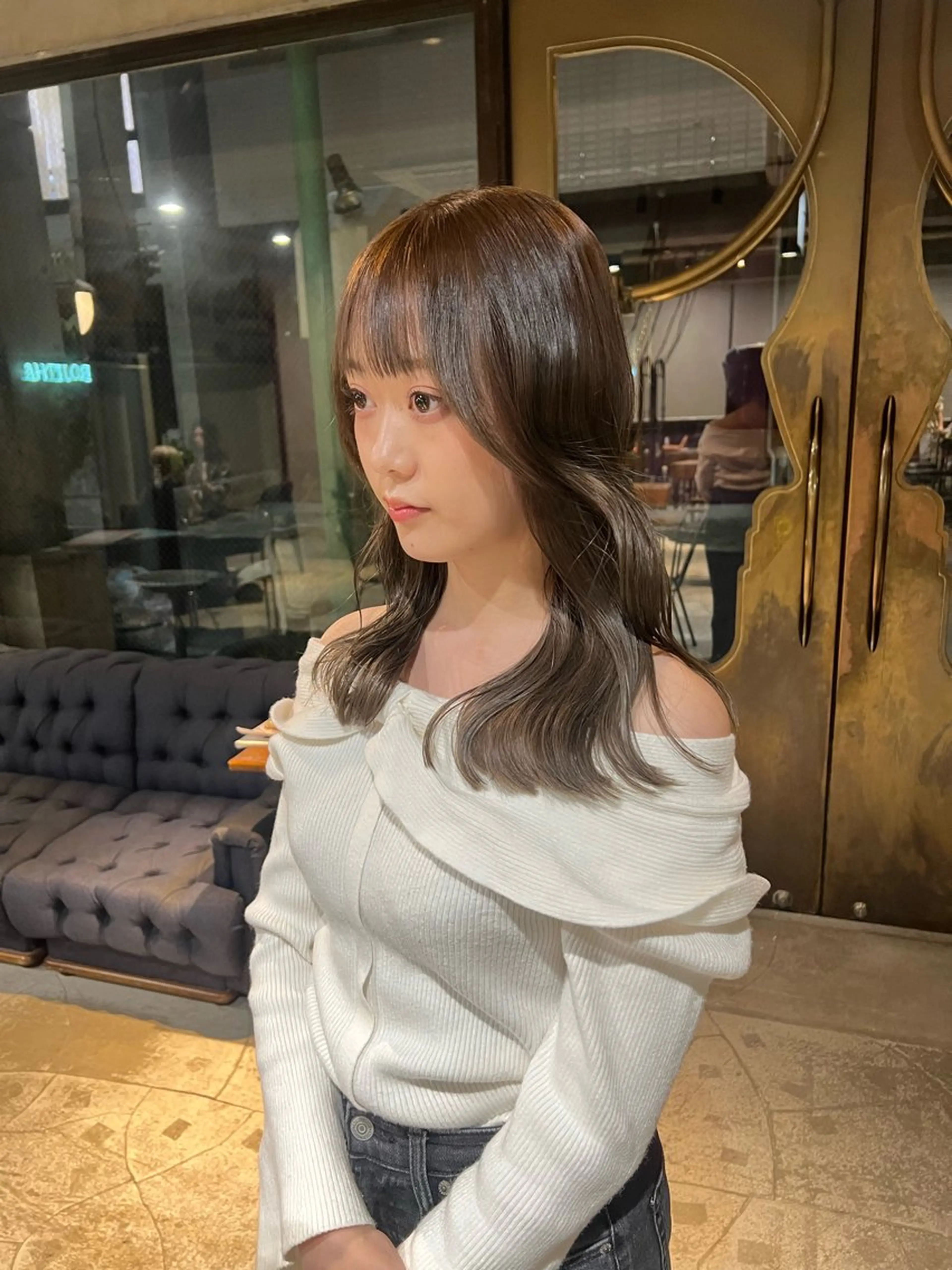 ミディアム カラー カット ヘアカラー トリートメント 赤みゼロ/透明感 カラー🌿KANTAのヘアスタイル