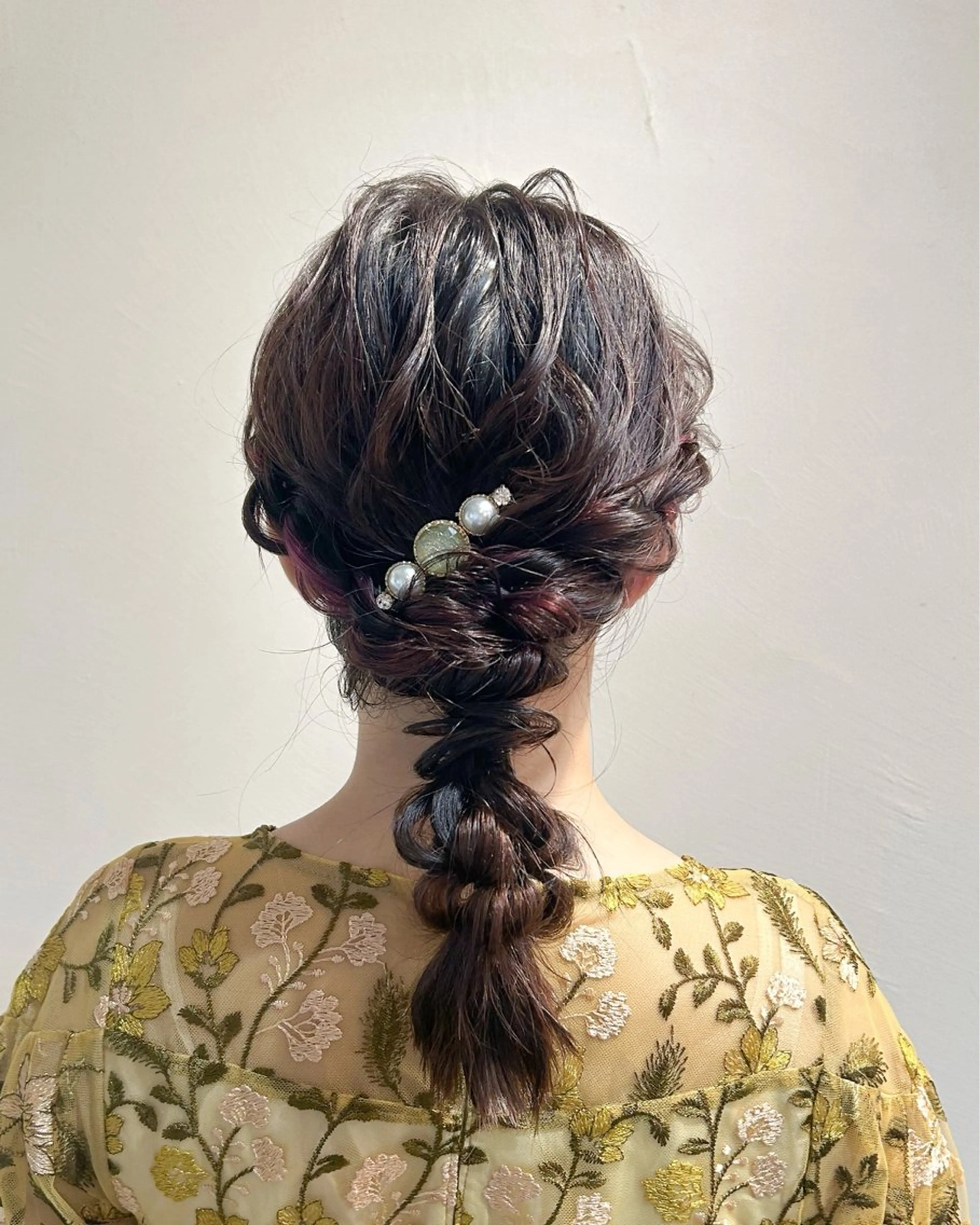 ミディアム ヘアアレンジ 結婚式・ブライダル ヘアセット アレンジ/新宿 透明感カラー/ヤノのヘアスタイル