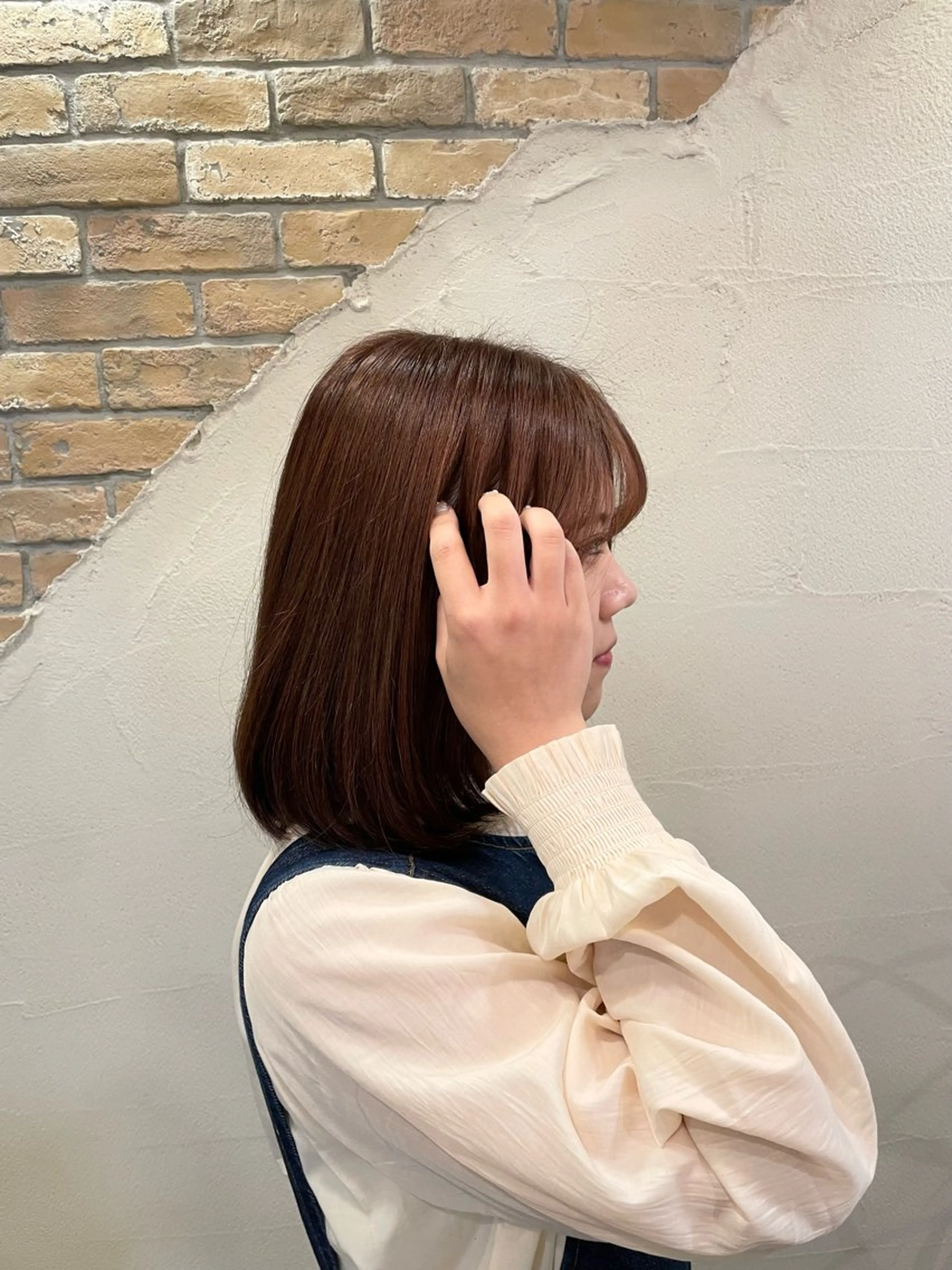 ミディアム カラー ブラウンカラー ピンクカラー ピンクブラウン 韓国風🇰🇷レイヤ ーKEI🇰🇷のヘアスタイル