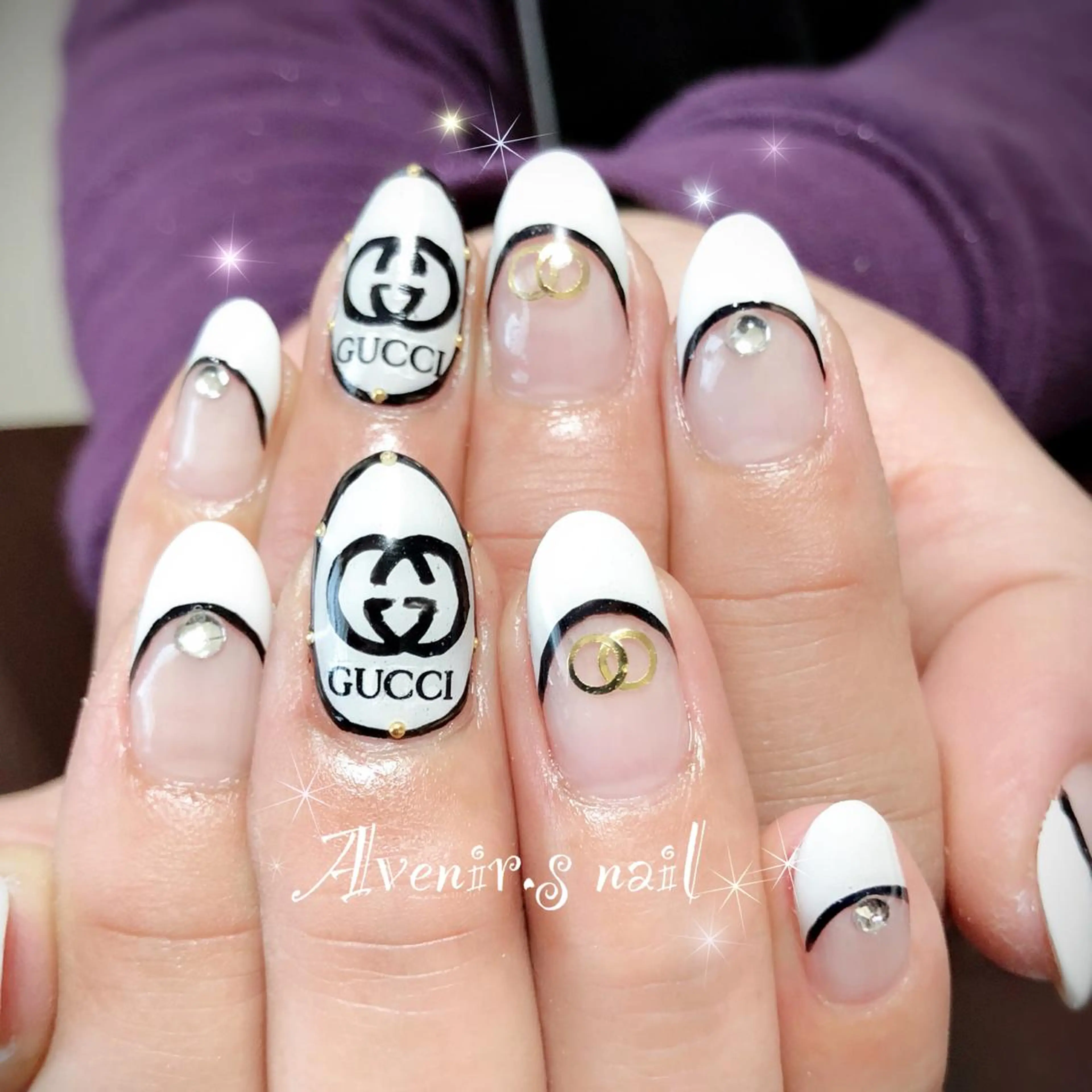 ネイル フレンチネイル ラメ(グリッター) Home Salon Avenir.のネイルデザイン