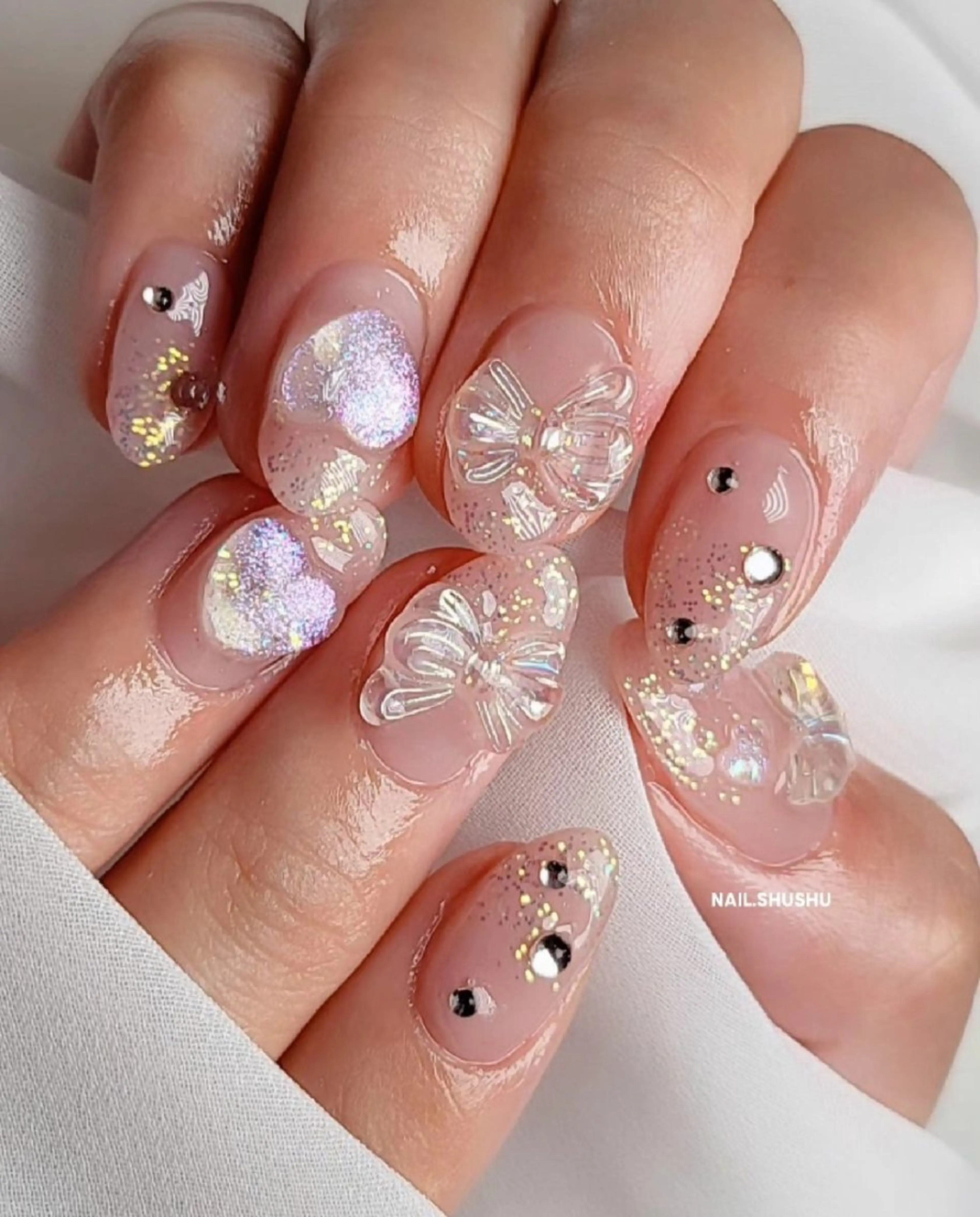 ネイル 持ち込み ニュアンスネイル ワンカラーネイル シンプルネイル 夏ネイル 3dパーツ/流行り 👧shushu❤️のネイルデザイン