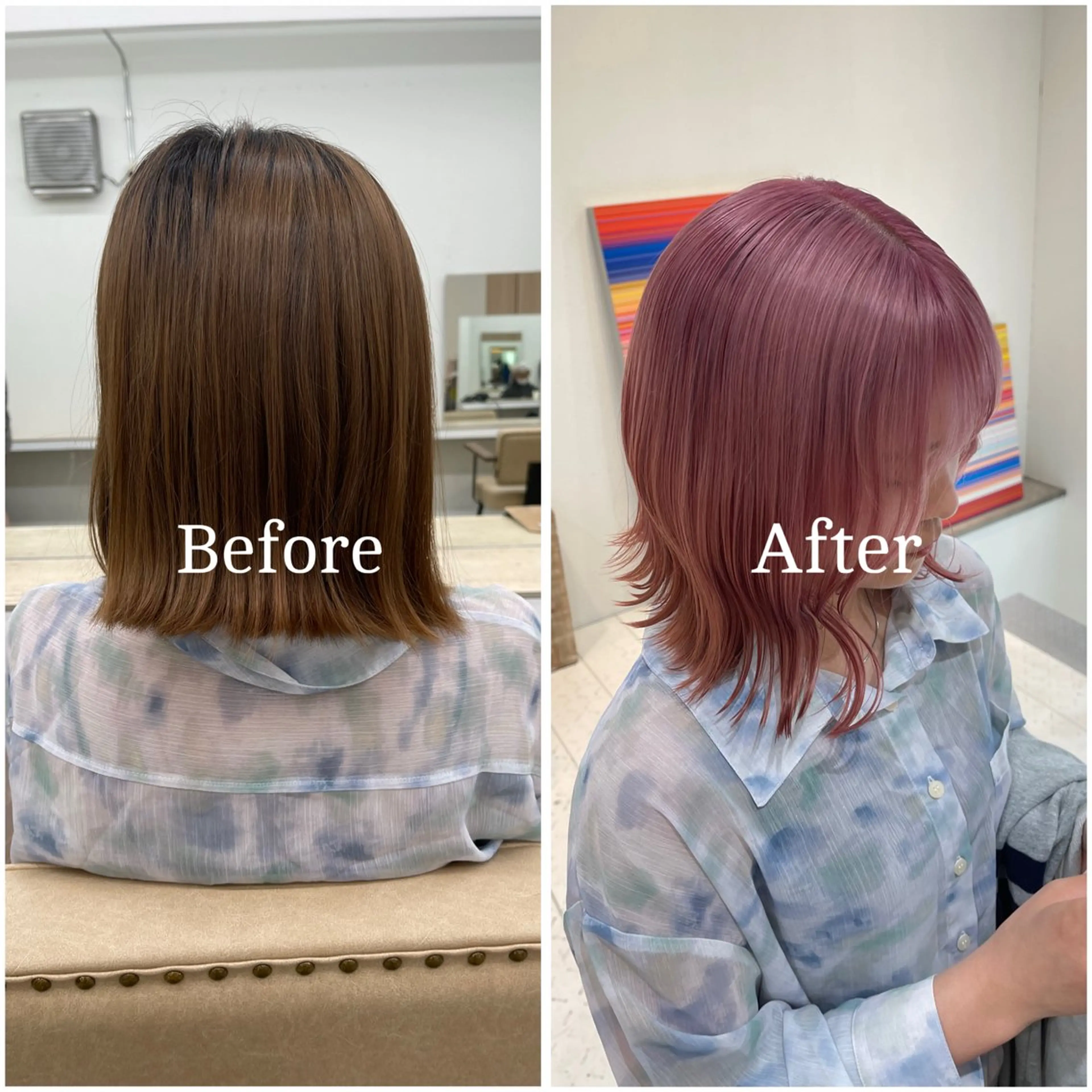 ミディアム カラー ブリーチ デザインカラー 似合わせカット 縮毛矯正 ヘアカラー ムラ修正/ ハイトーン💖Riaのヘアスタイル