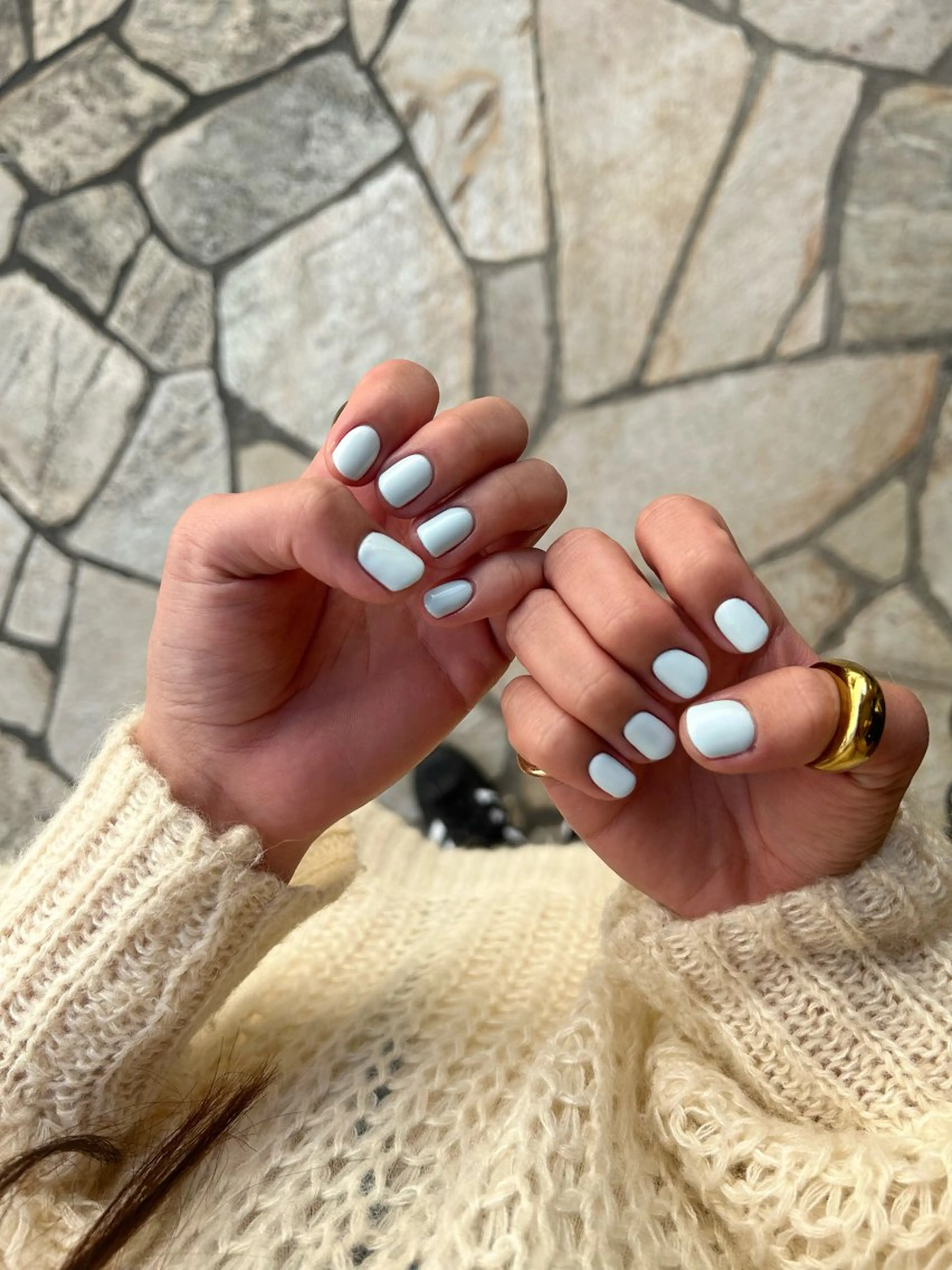 ネイル 水色 ワンカラーネイル パステルネイル 春ネイル ハンドネイル 野口 姫和のネイルデザイン