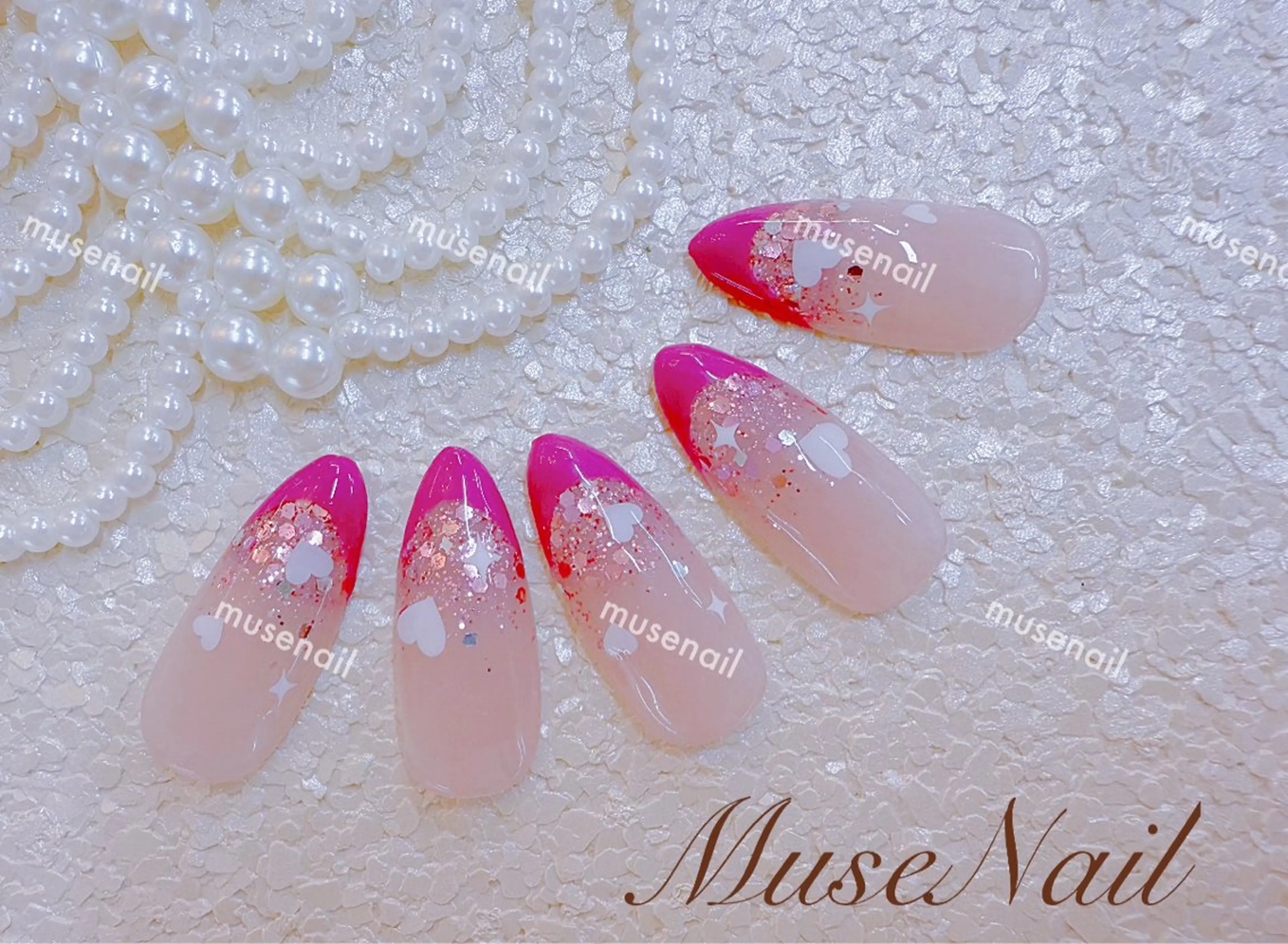 ネイル オーロラネイル 長さ出し フットネイル ジェルネイル 韓国ネイル muse nailのネイルデザイン