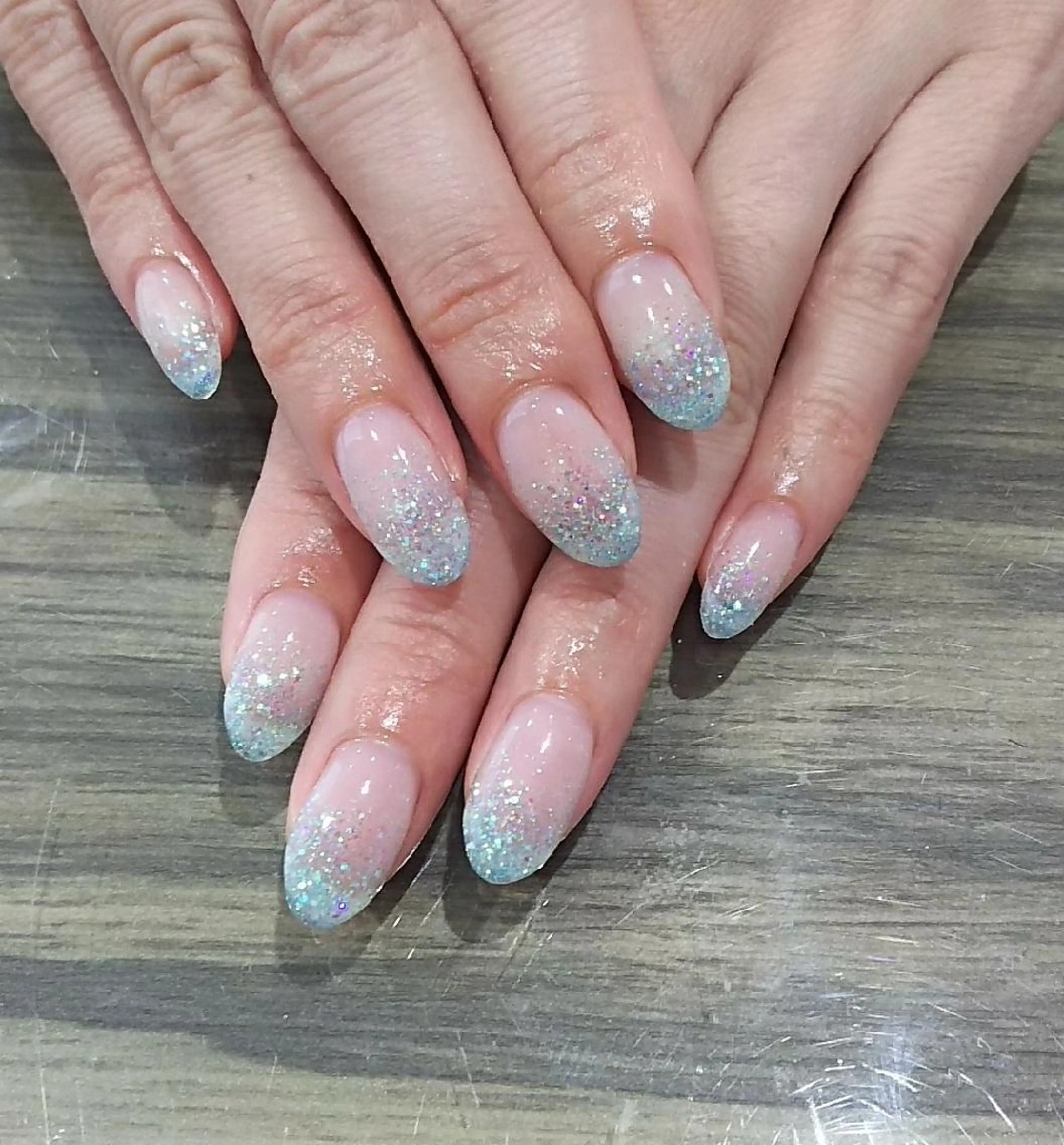 ネイル ブルー ラメ(グリッター) ハンドネイル Progress Nailのネイルデザイン