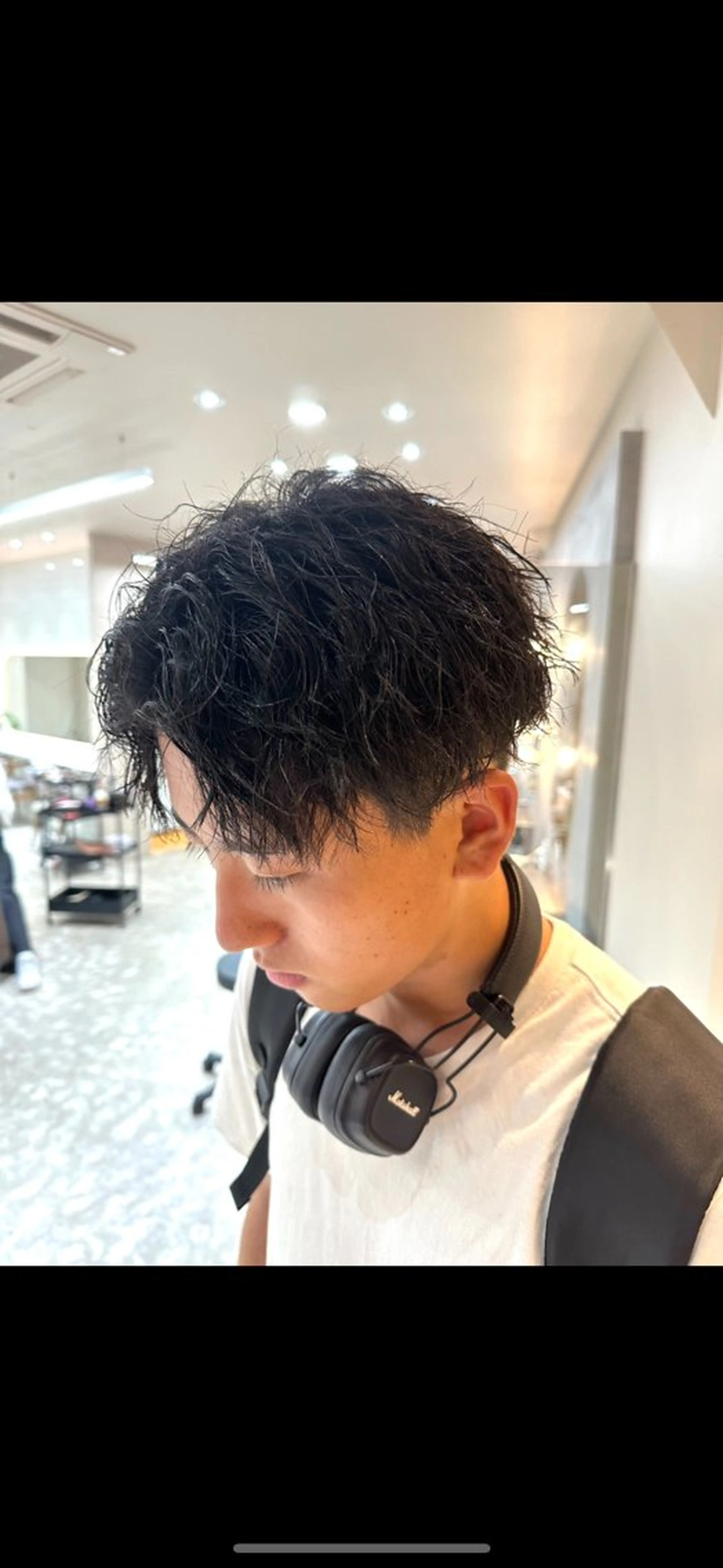 パーマ メンズ アップバング マッシュ メンズパーマ メンズツイストパーマ ツイストスパイラルパーマ 梅田中崎町メンズ 美容師ユースケのヘアスタイル